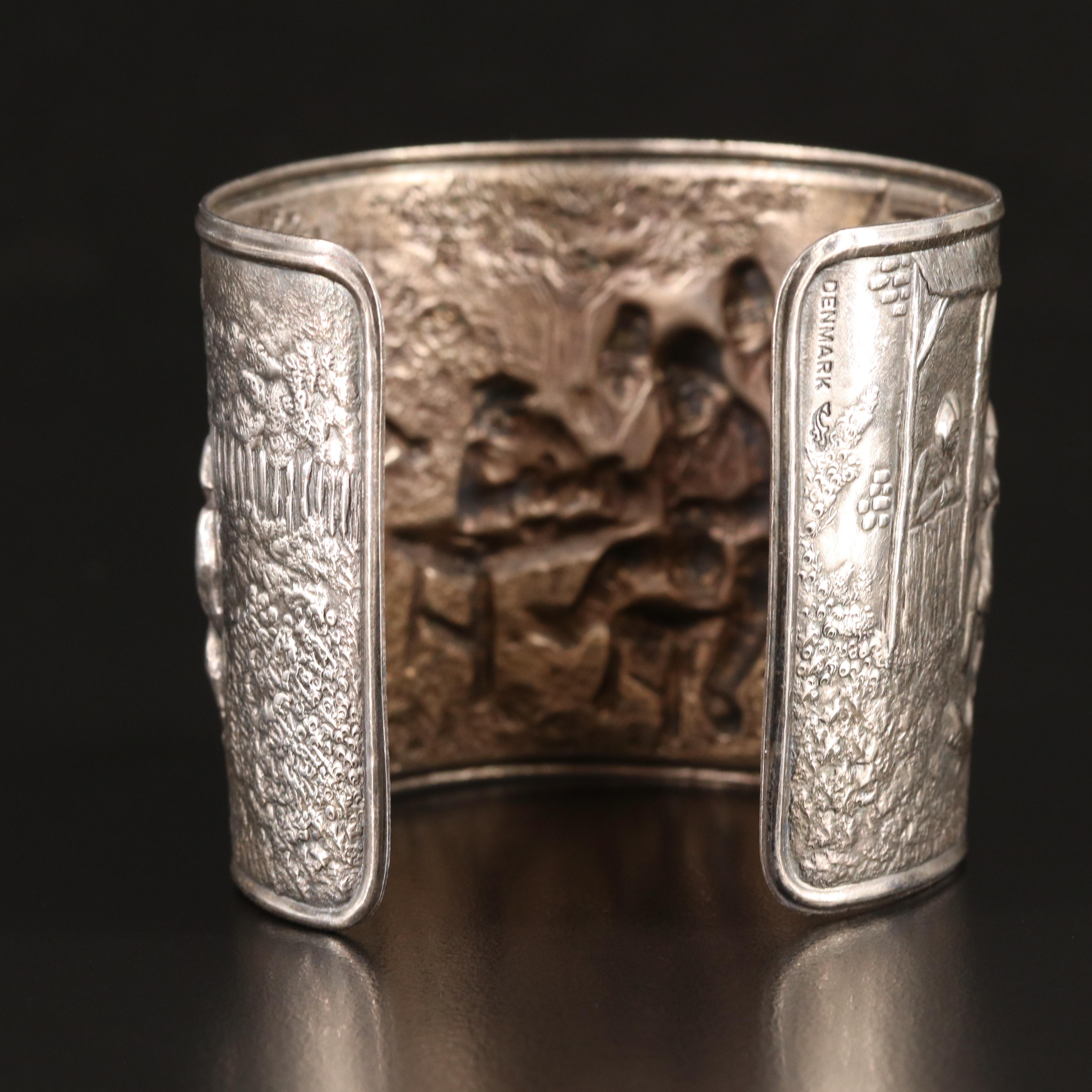 Hans Jensen & Co. Repoussé Story Teller Tavern Scene Cuff