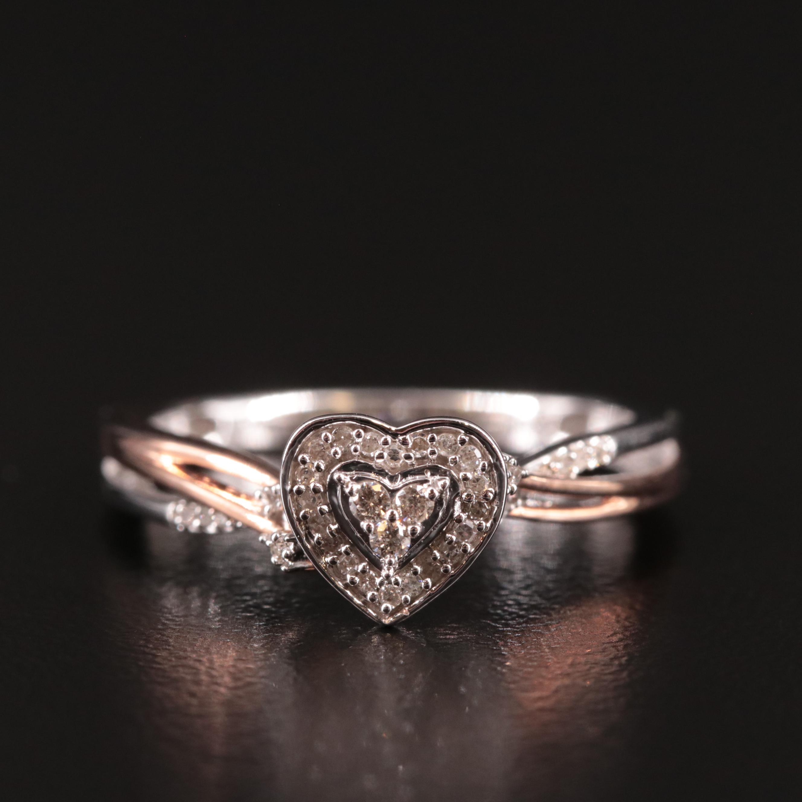 Sterling Diamond Heart Ring