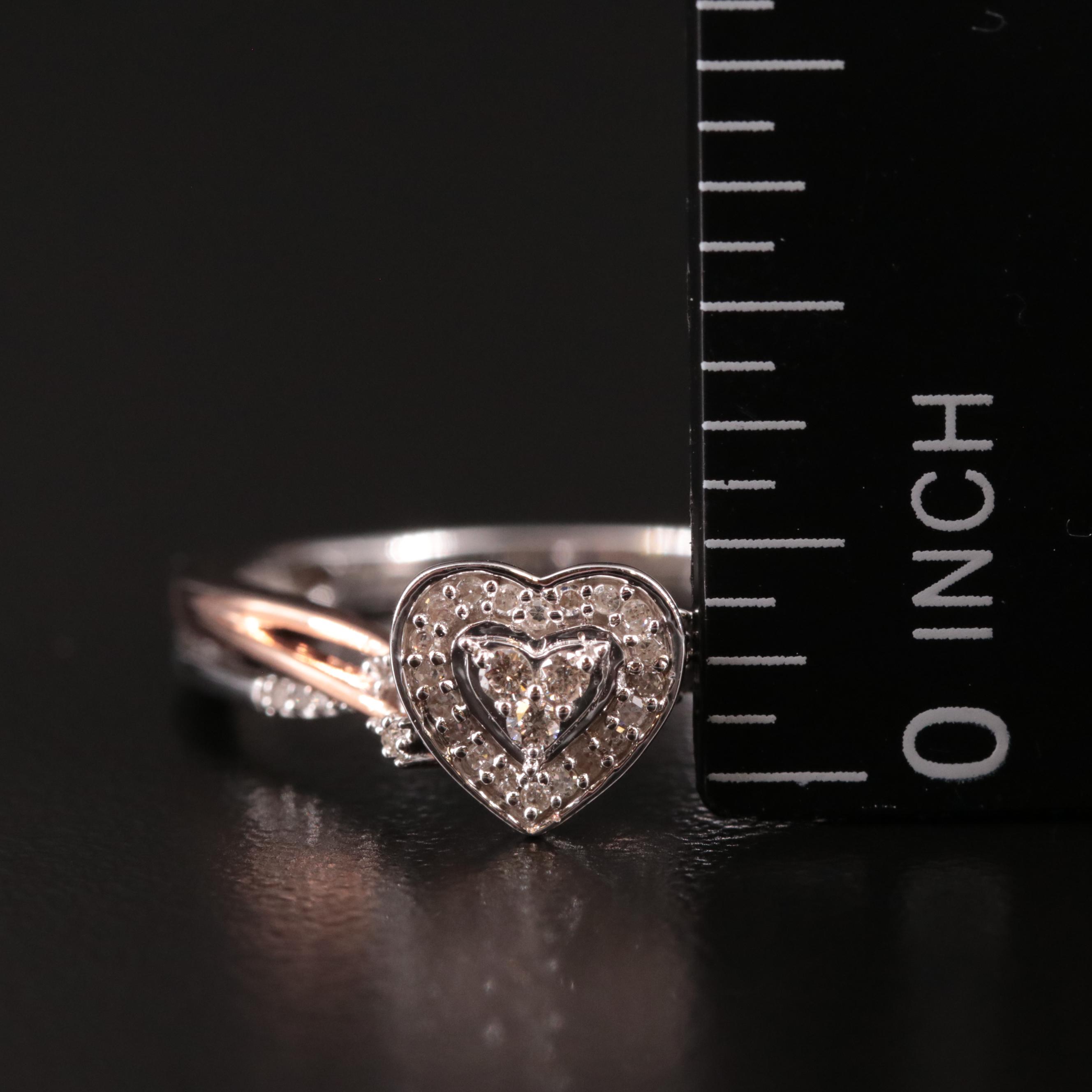 Sterling Diamond Heart Ring