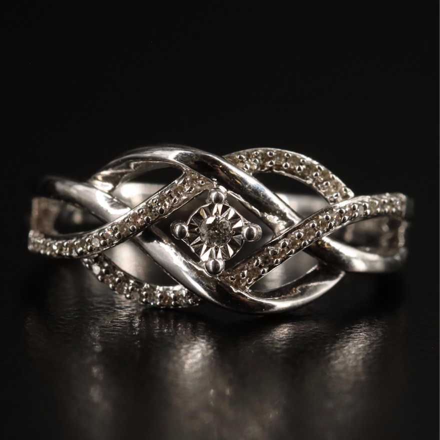 Sterling Diamond Crossover Ring