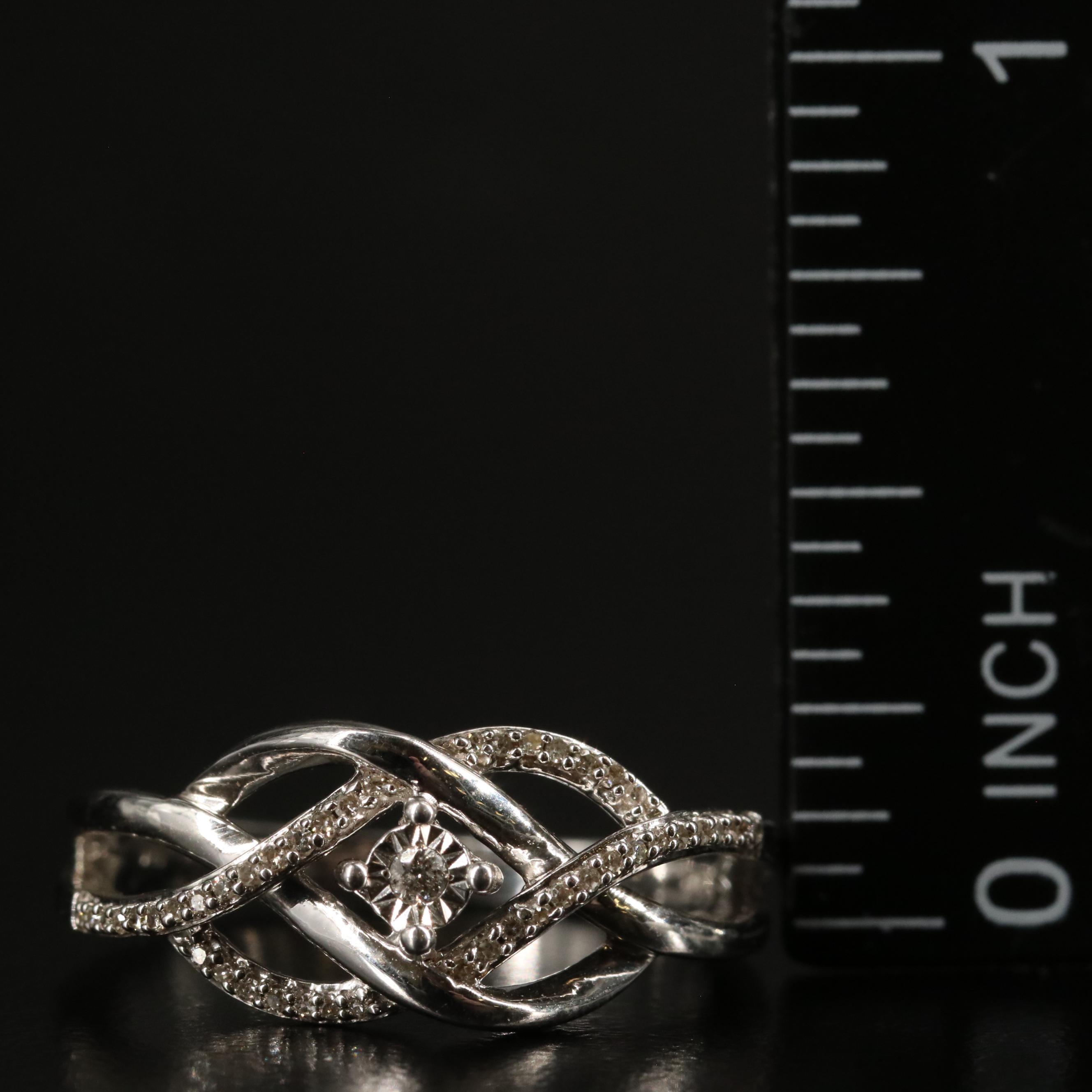 Sterling Diamond Crossover Ring