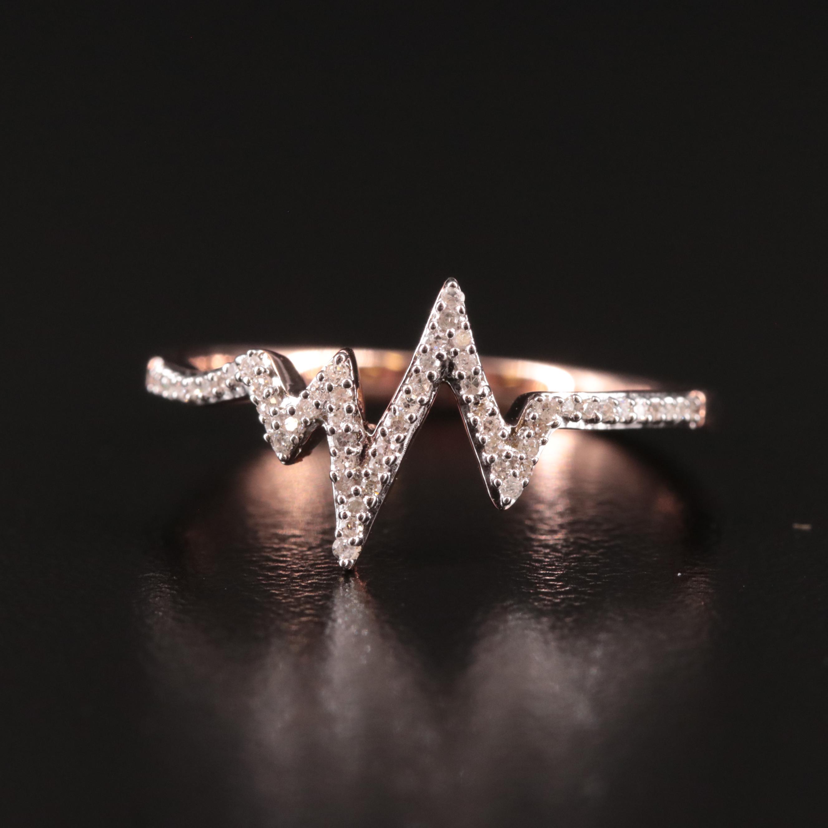 Sterling Diamond Heartbeat Ring