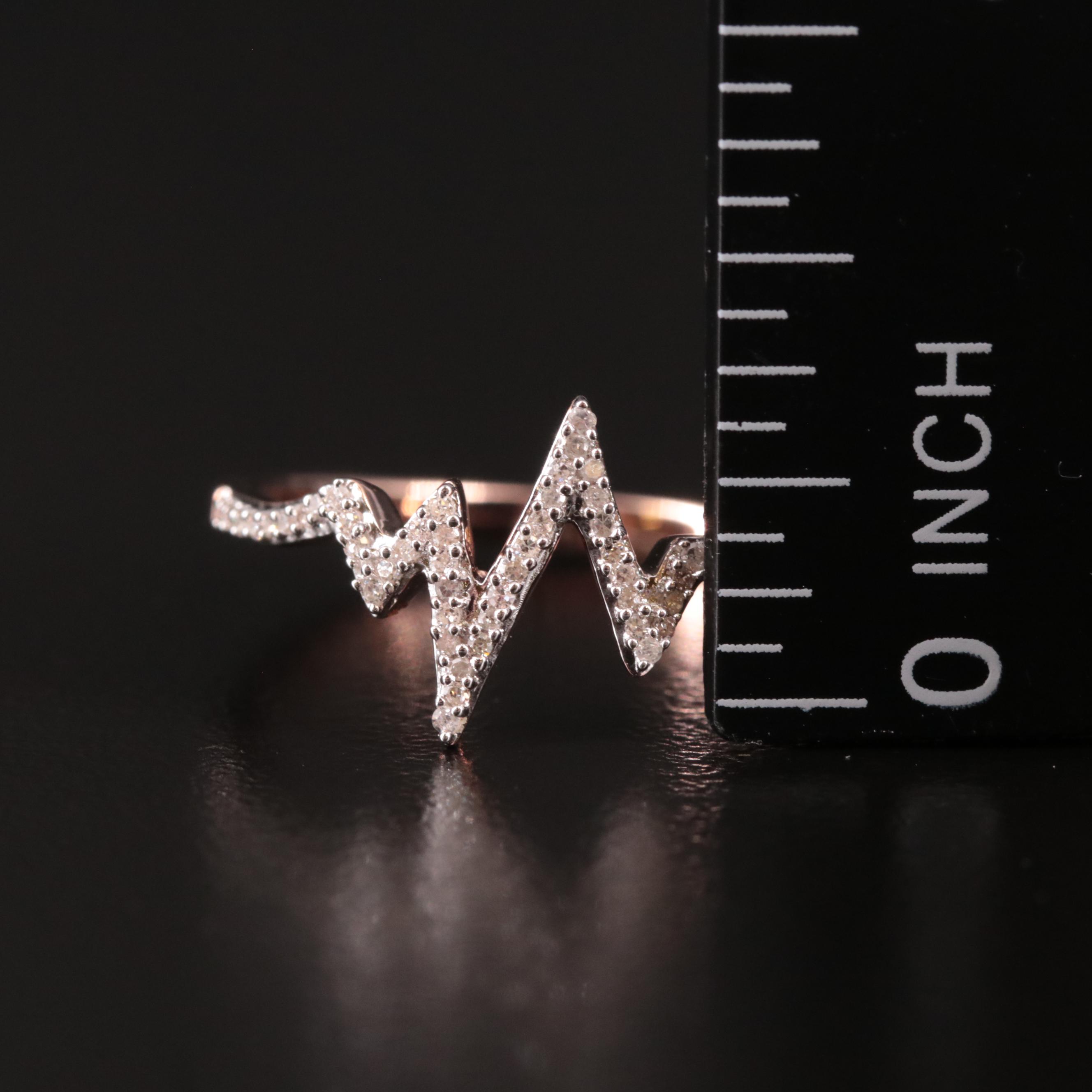 Sterling Diamond Heartbeat Ring