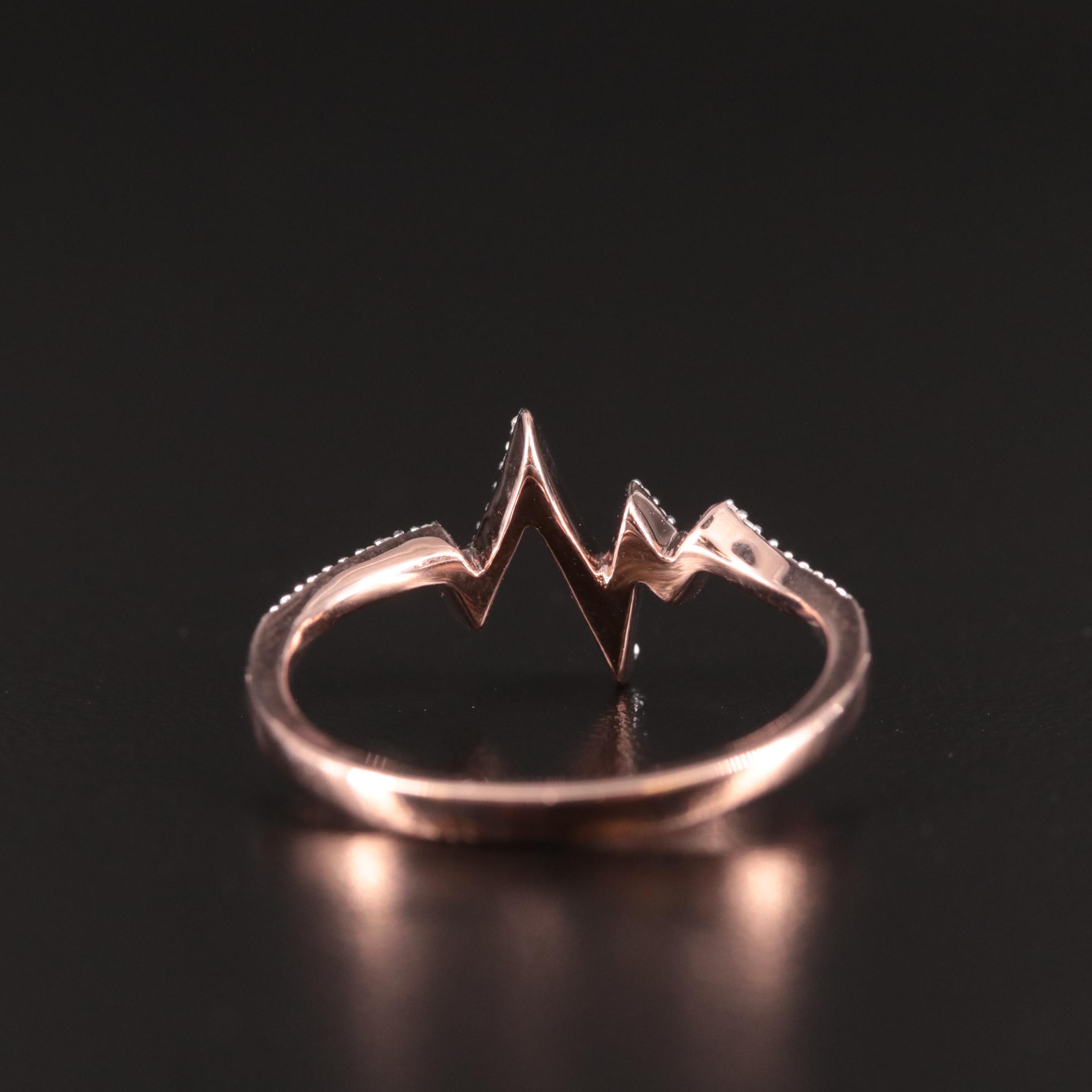 Sterling Diamond Heartbeat Ring