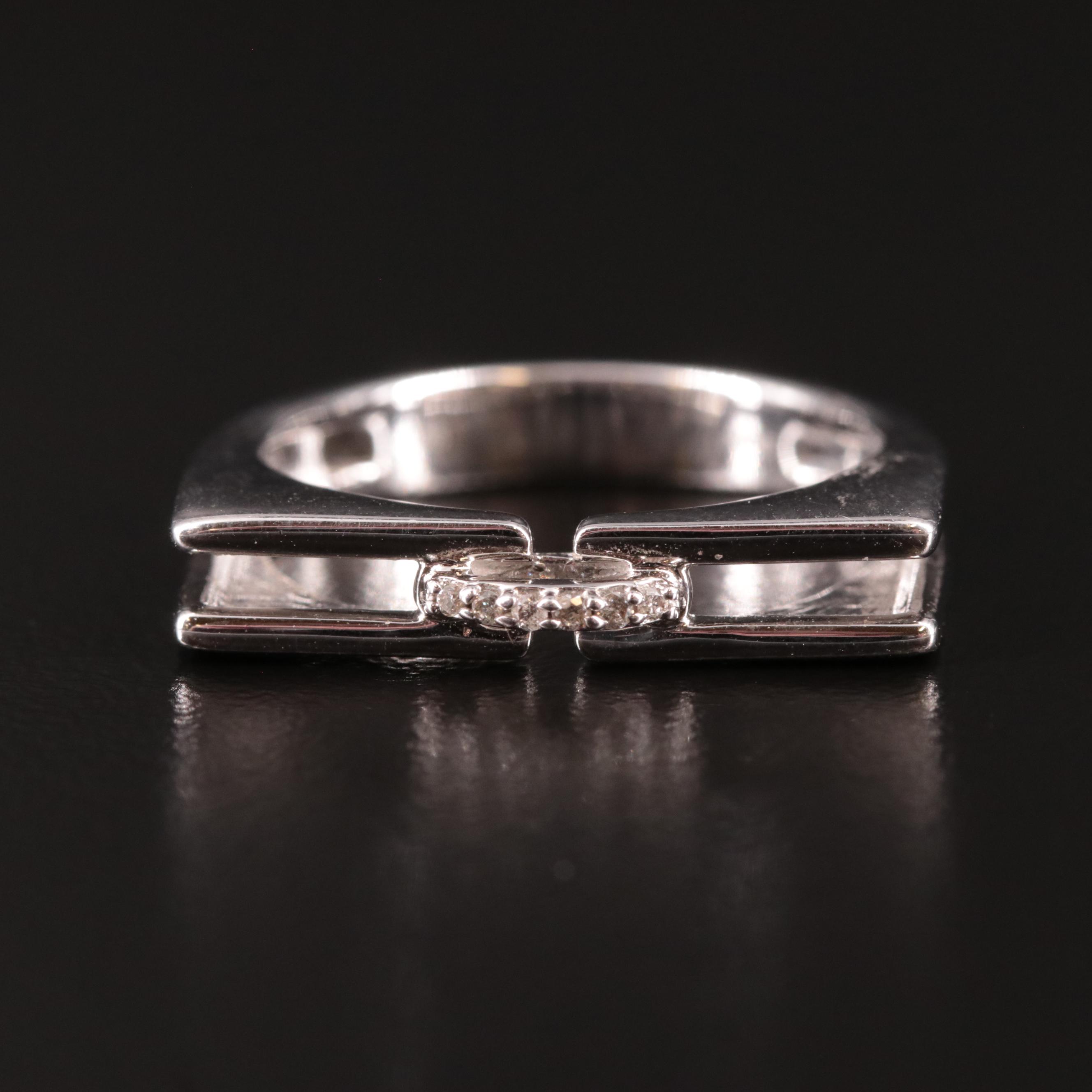 Sterling Diamond Split Shank Ring