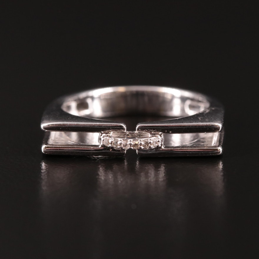 Sterling Diamond Split Shank Ring