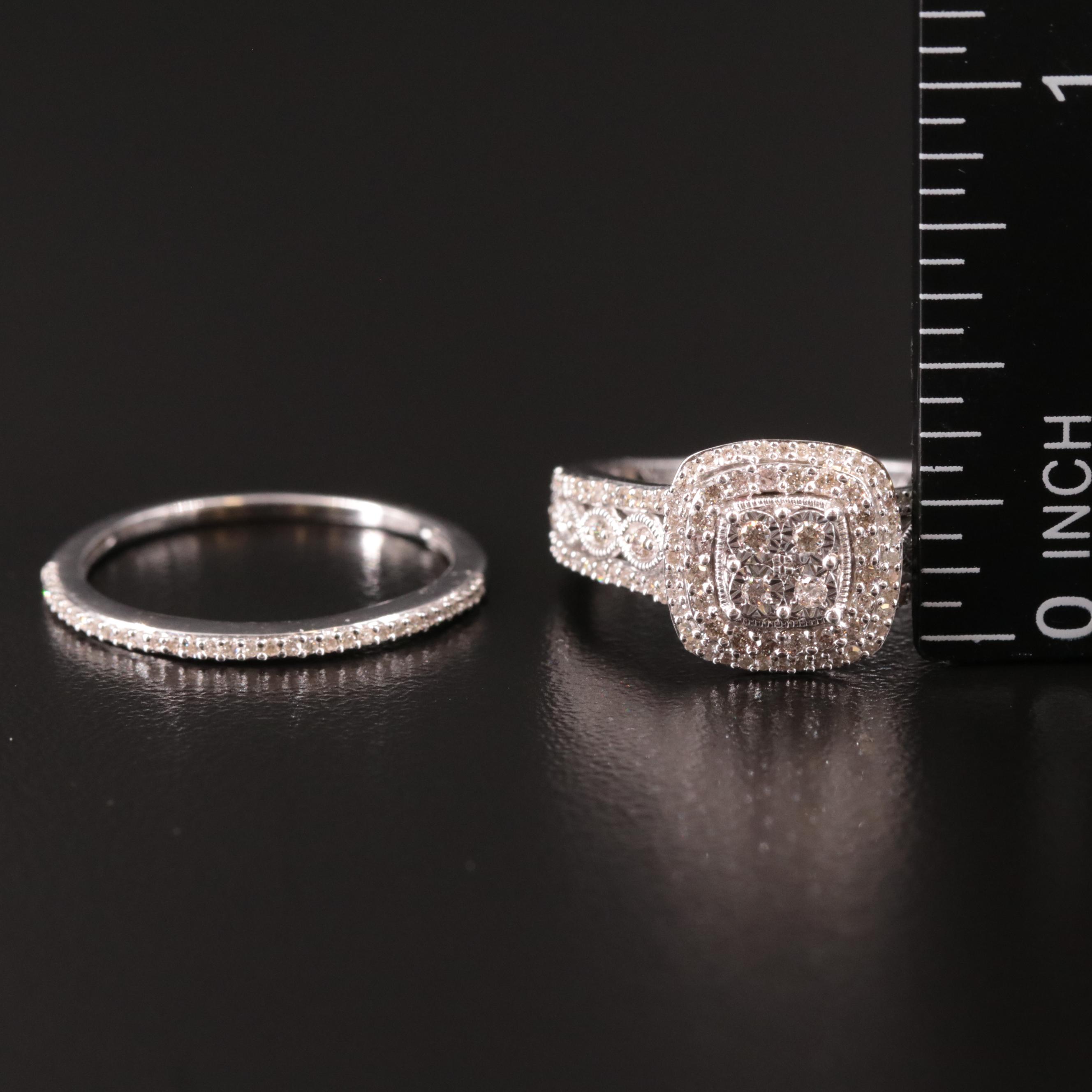 Sterling Diamond Ring and Band