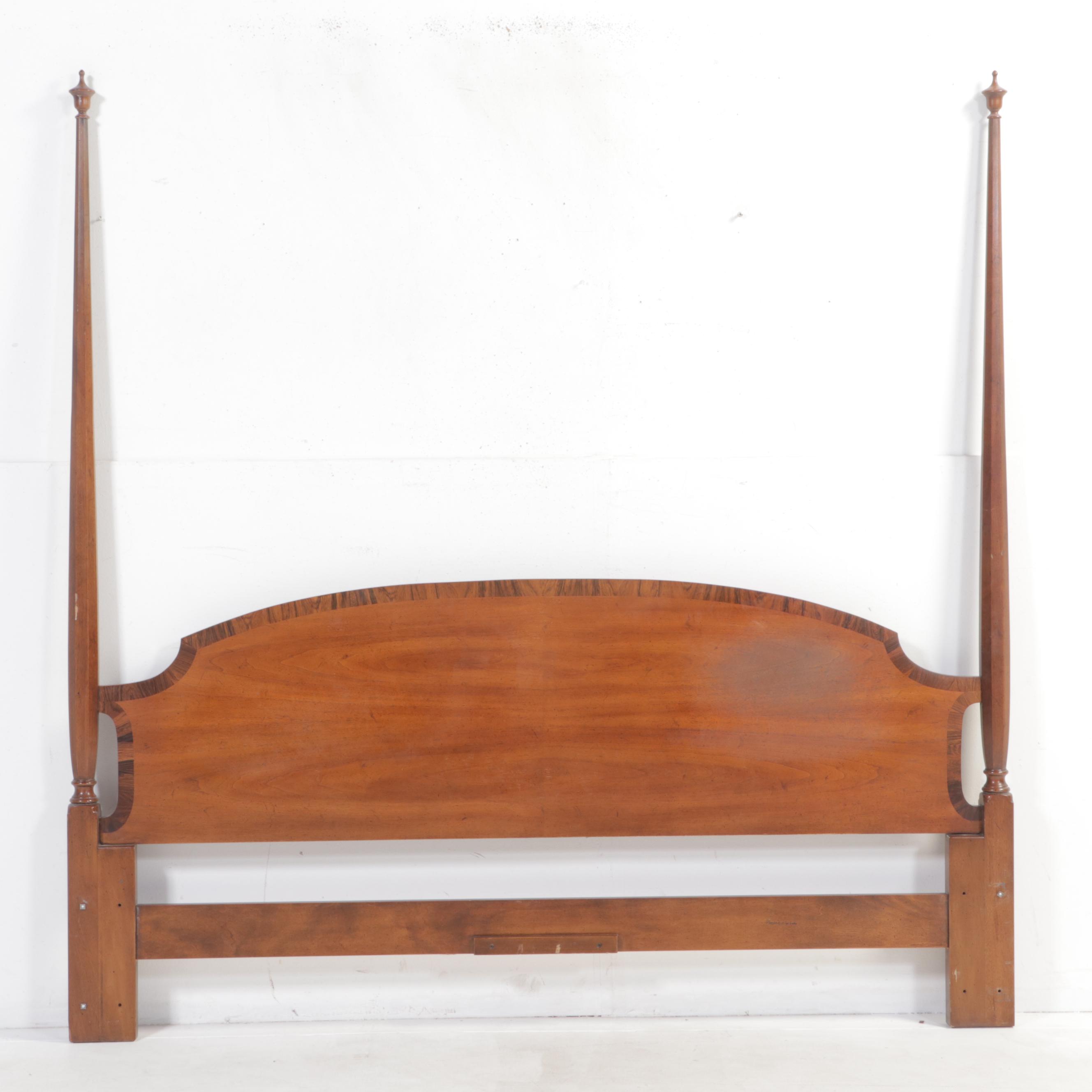 Henredon Walnut and Crossbanded King Size Headboard with Metal Frame