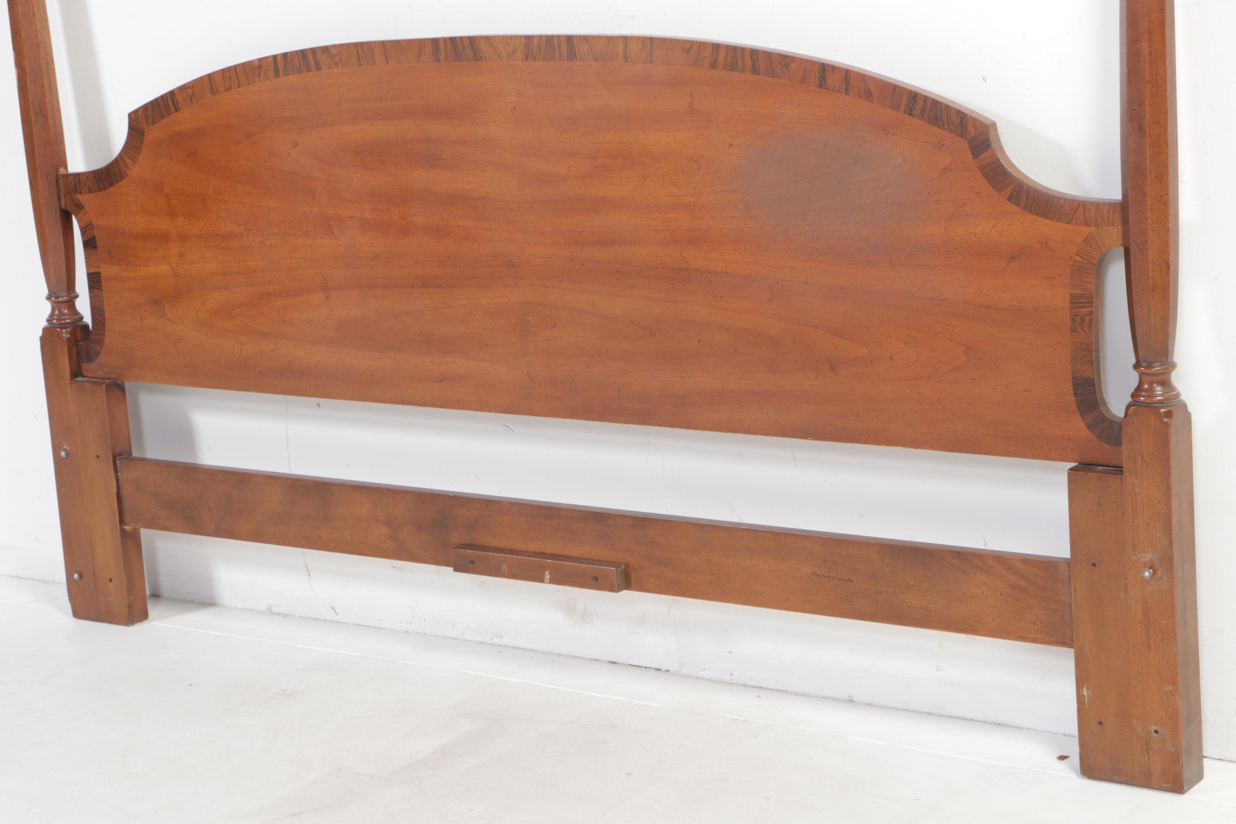 Henredon Walnut and Crossbanded King Size Headboard with Metal Frame
