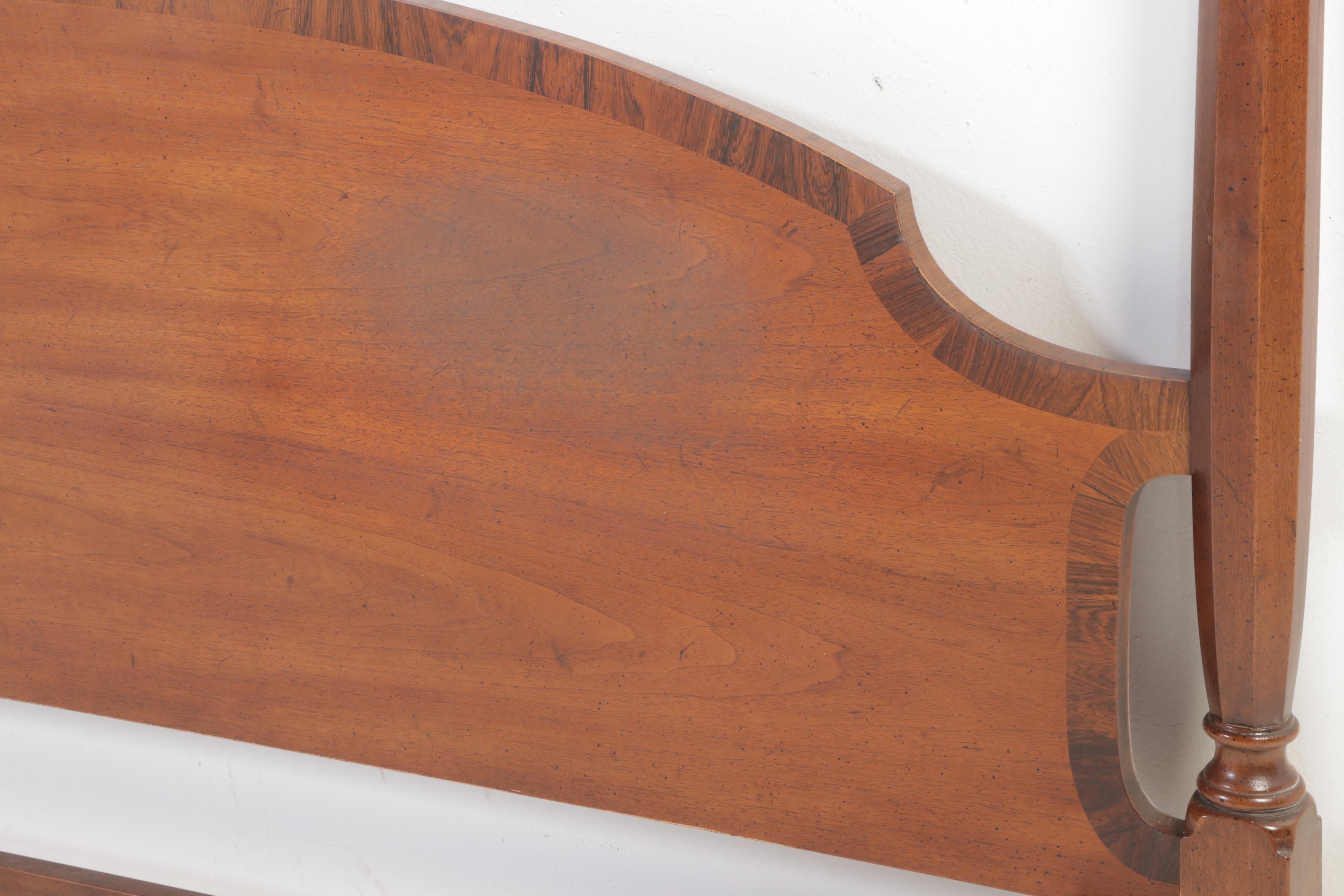 Henredon Walnut and Crossbanded King Size Headboard with Metal Frame