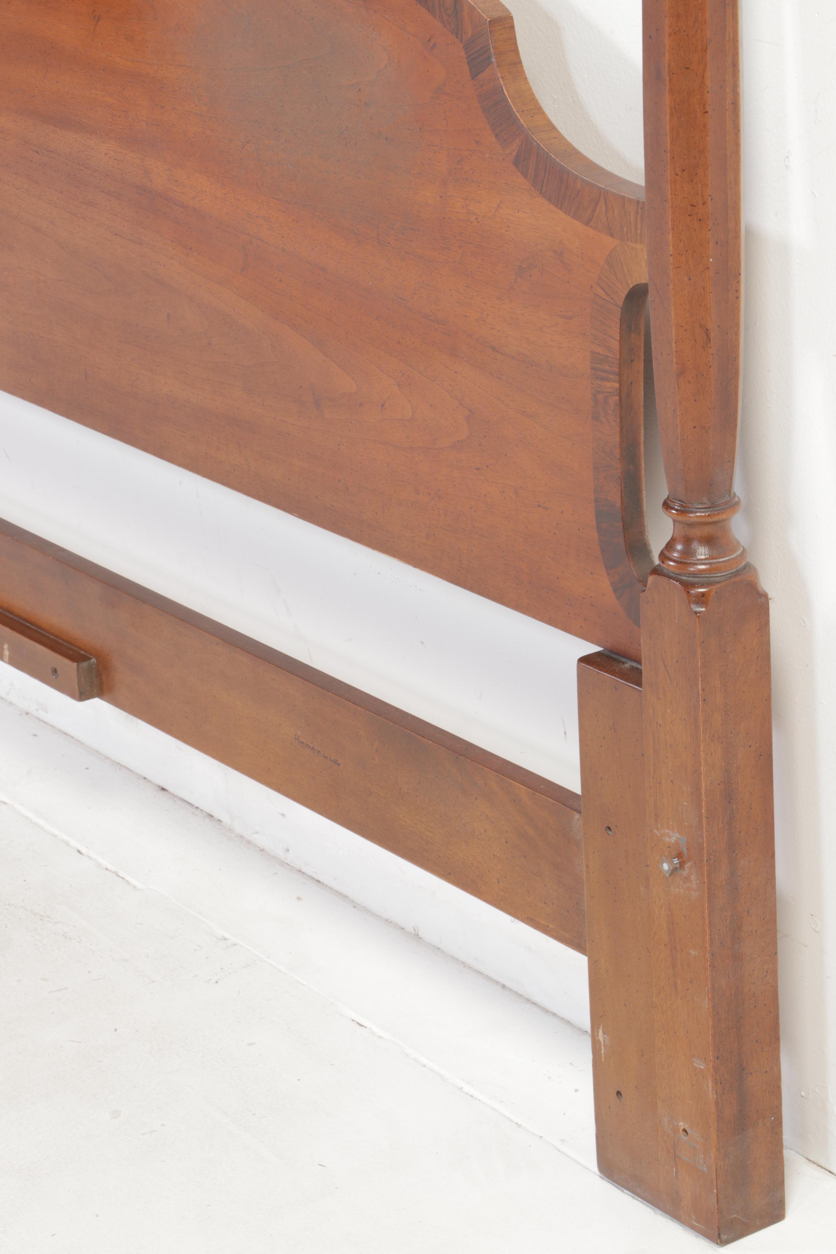 Henredon Walnut and Crossbanded King Size Headboard with Metal Frame