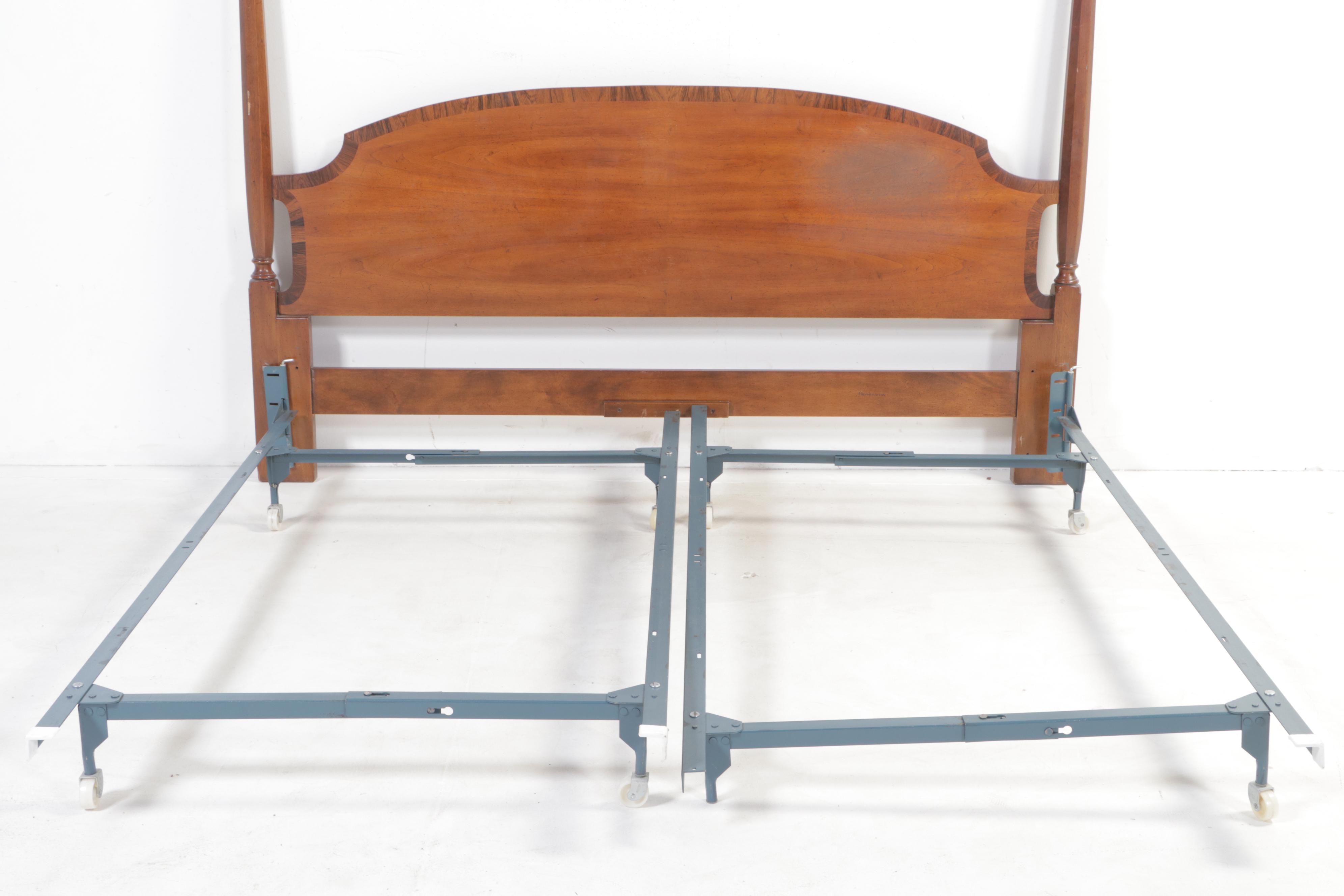 Henredon Walnut and Crossbanded King Size Headboard with Metal Frame