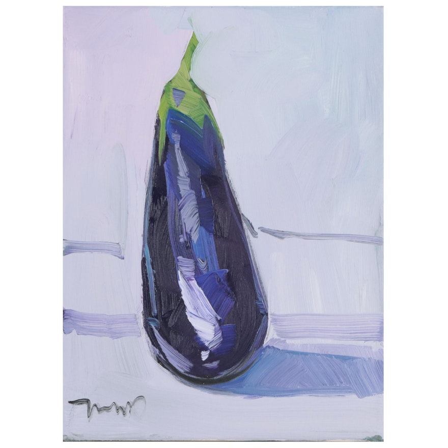 Jose Trujillo Oil Painting "Eggplant," 2022