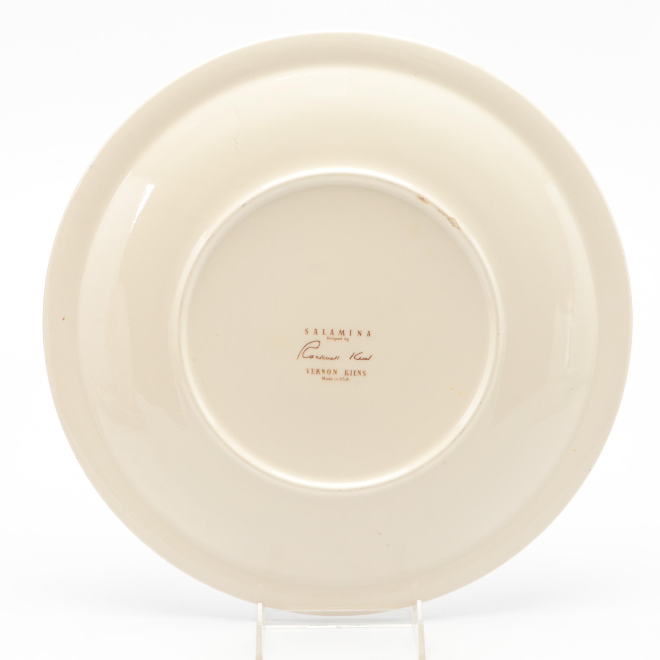 Rockwell Kent for Vernon Kilns "Salamina" Dinnerware, Mid-20th Century