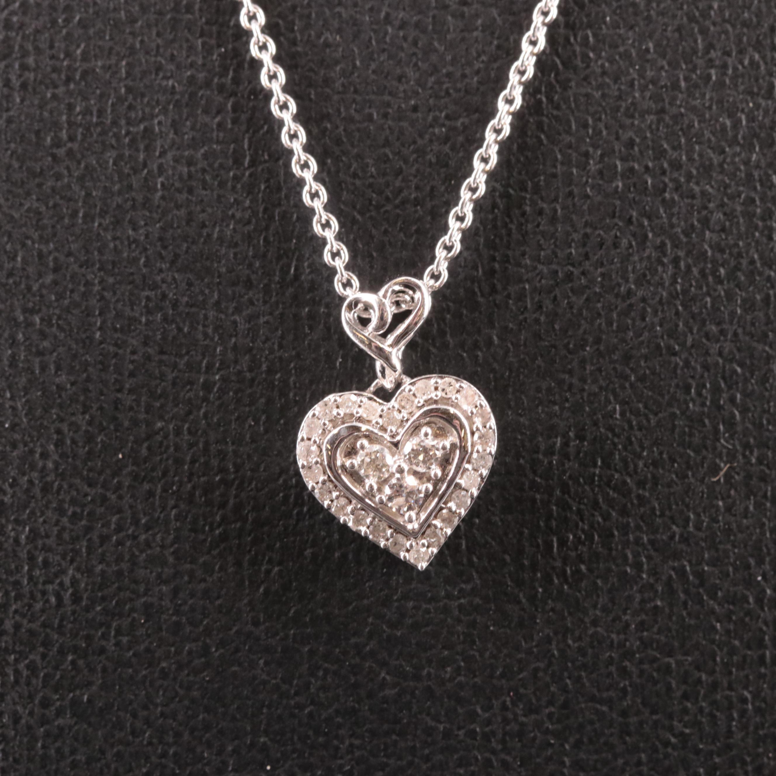Sterling Diamond Heart Pendant Necklace