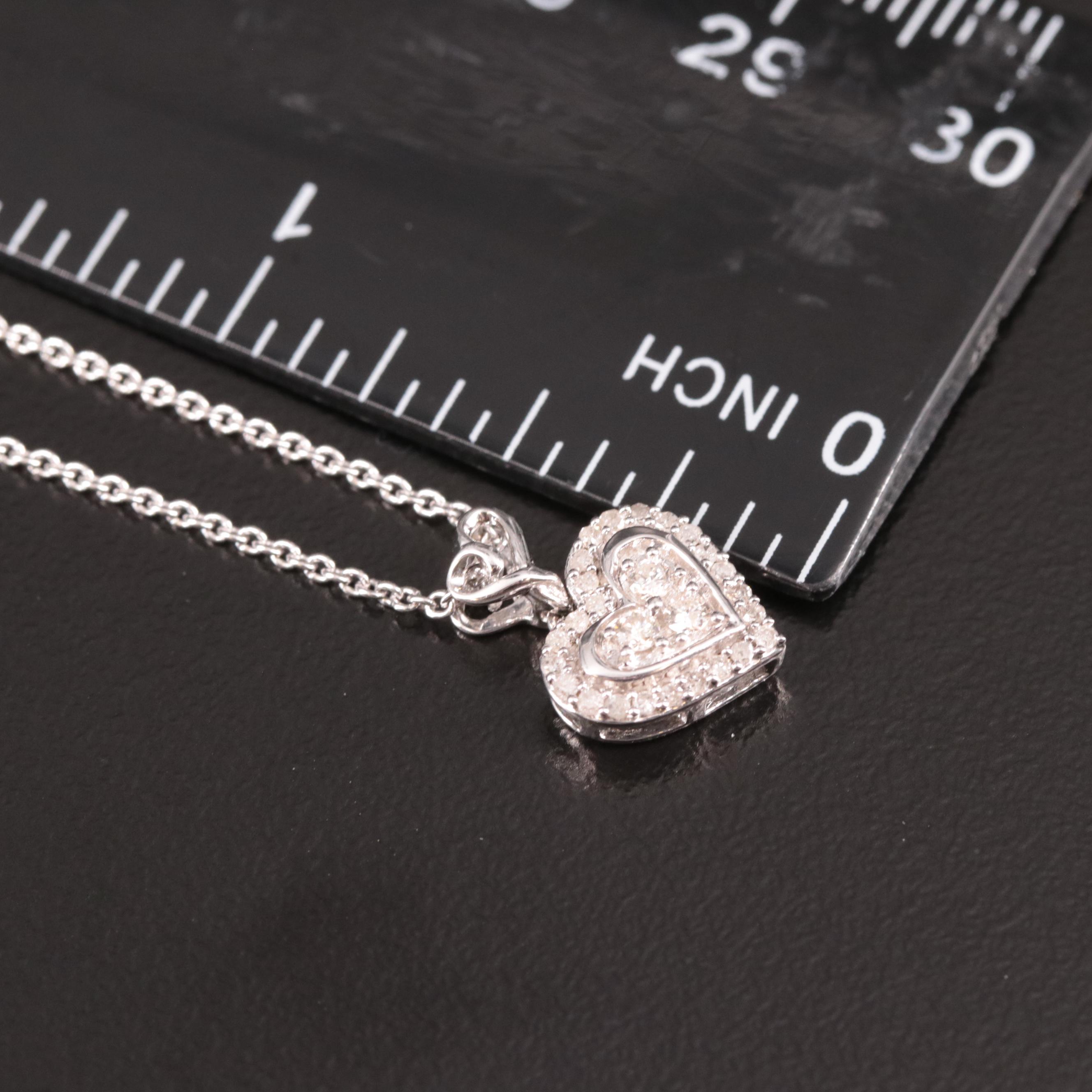 Sterling Diamond Heart Pendant Necklace