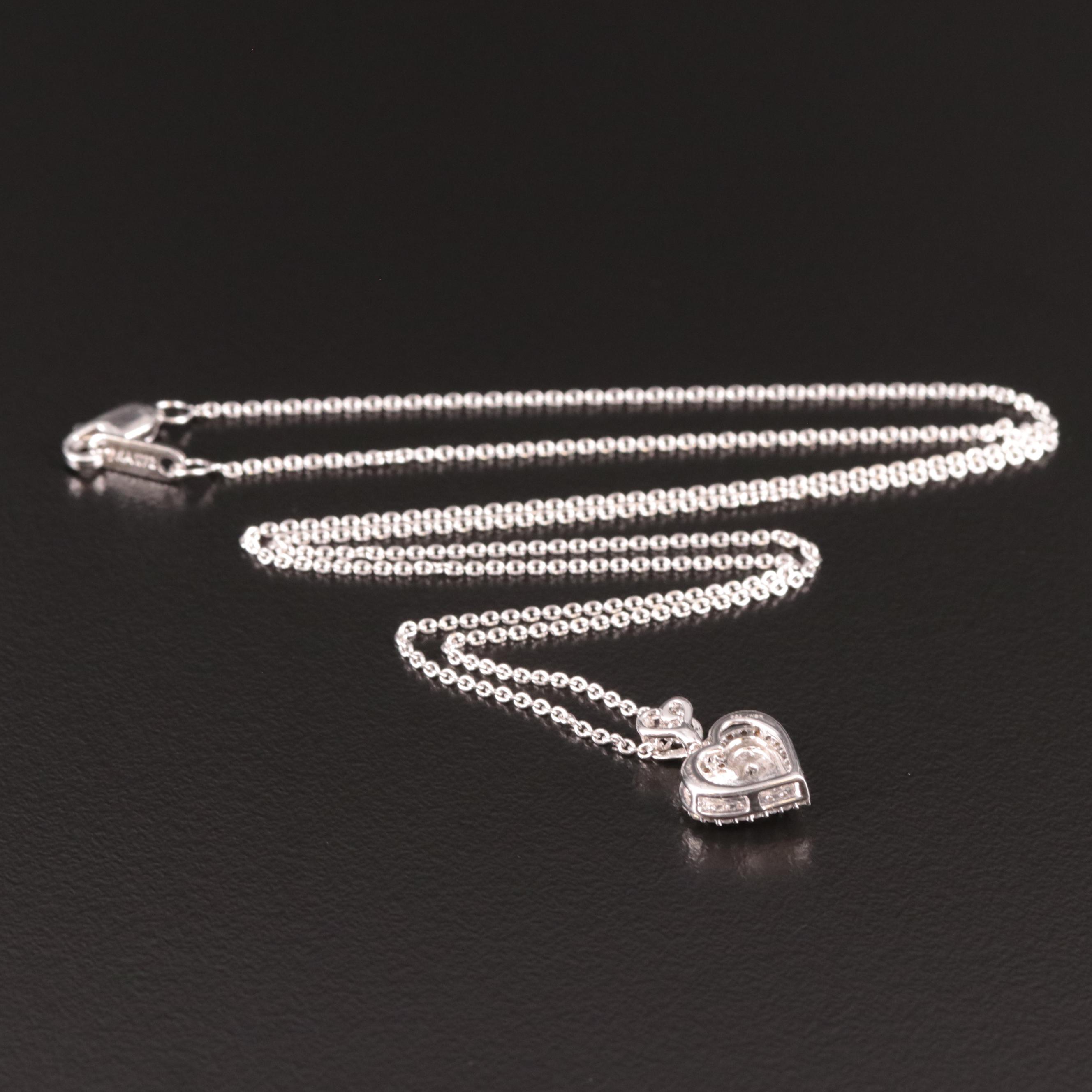 Sterling Diamond Heart Pendant Necklace