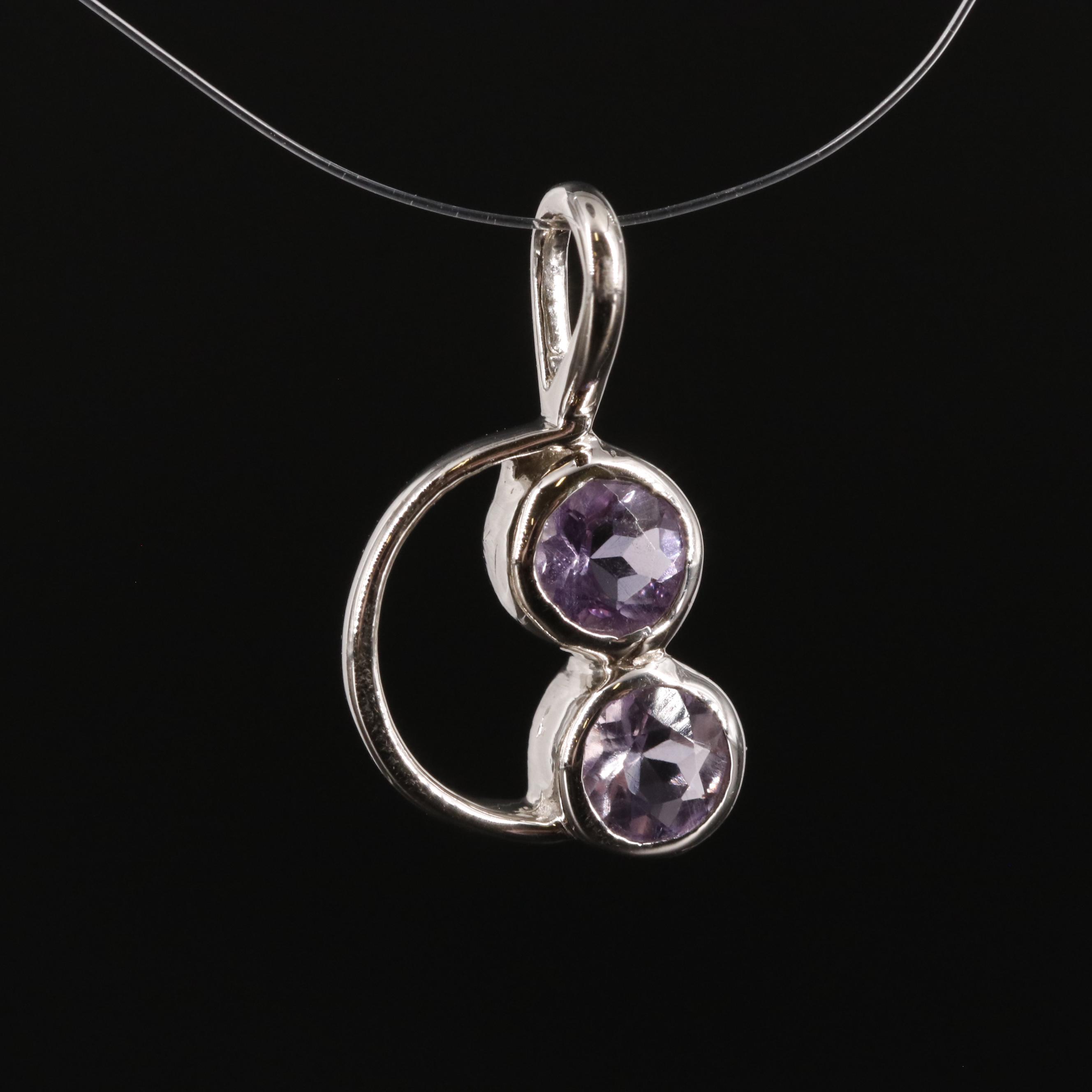 Sterling Amethyst Smile Pendant