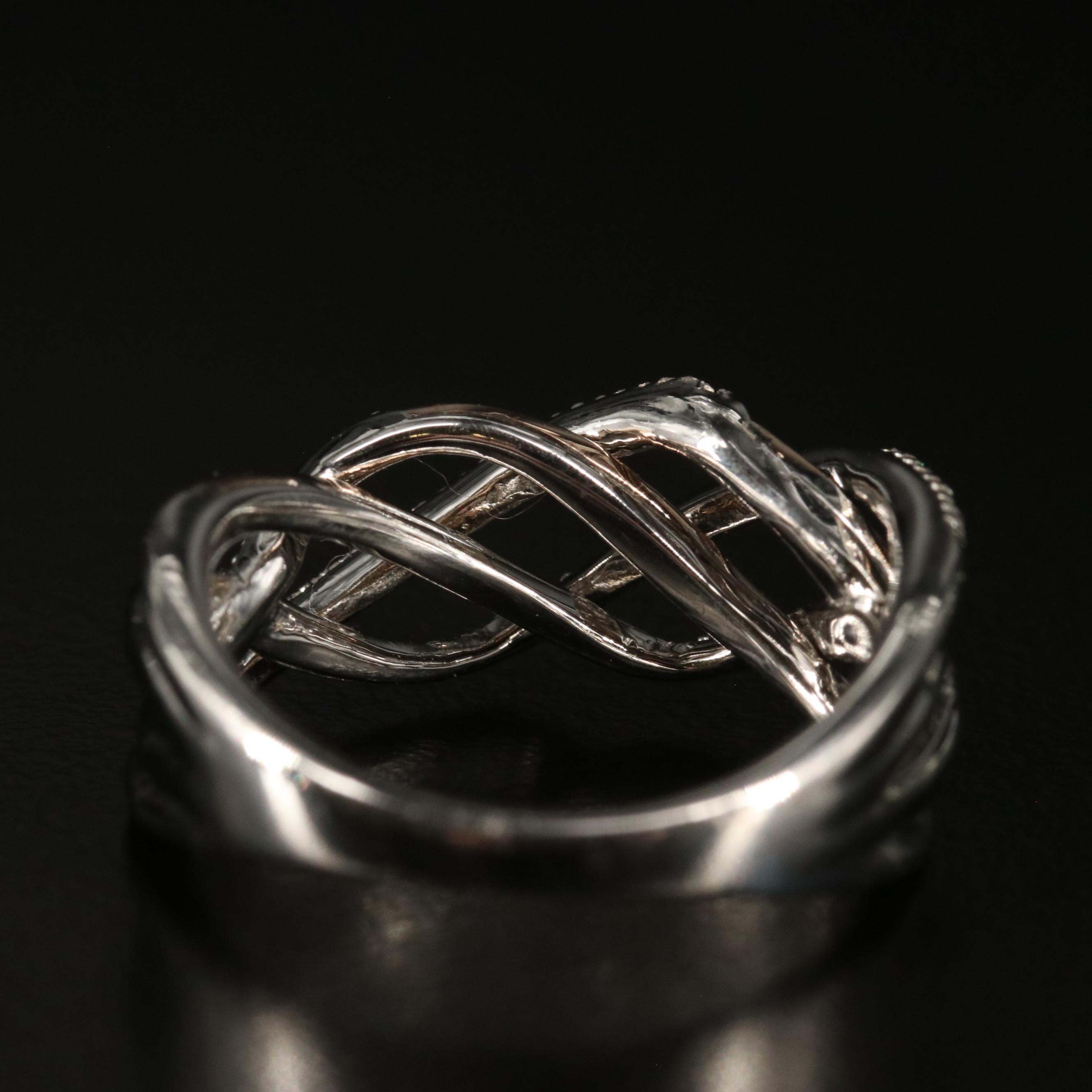 Sterling Diamond Crossover Ring with 10K Rose Gold Accent