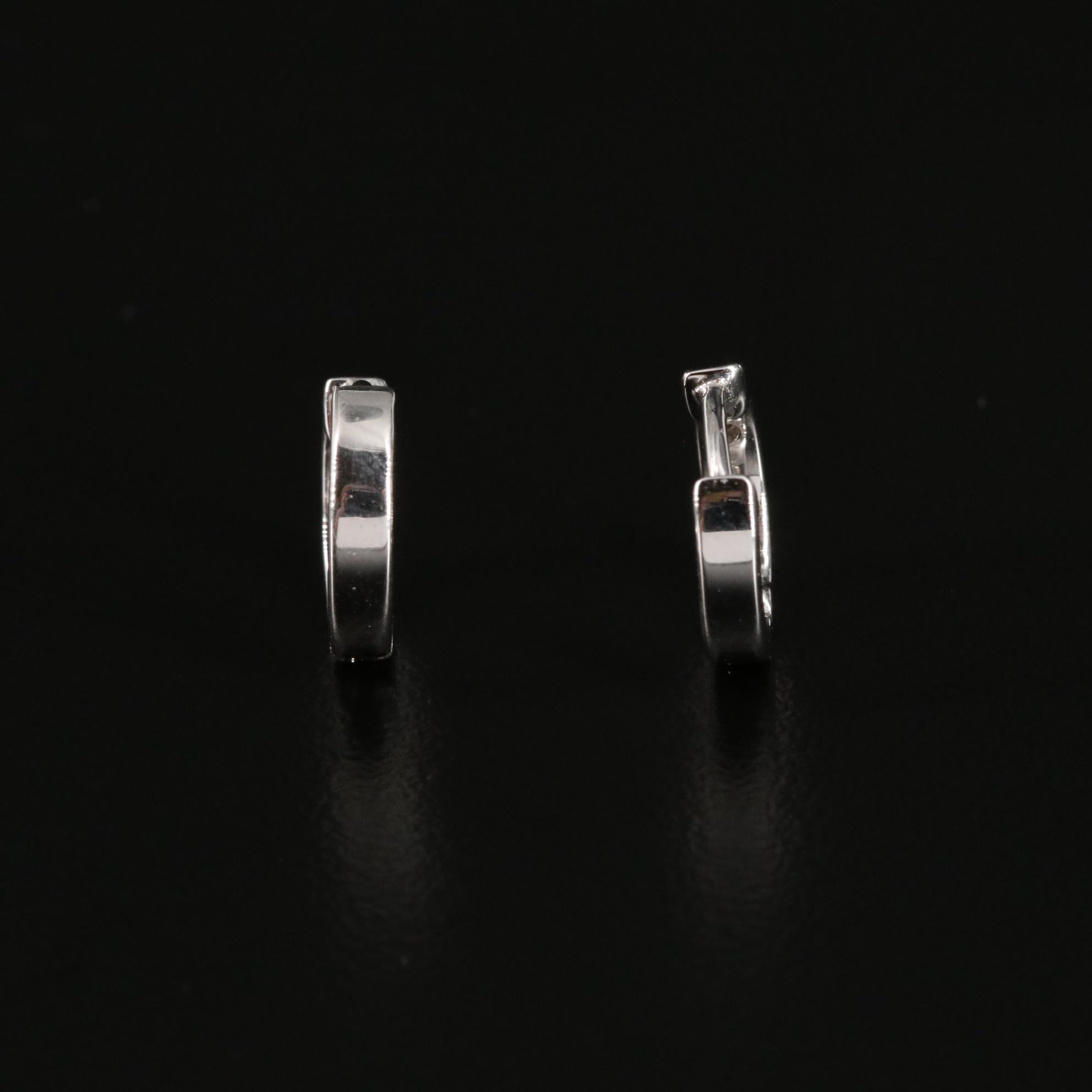 Sterling Diamond and Enamel Huggie Earrings