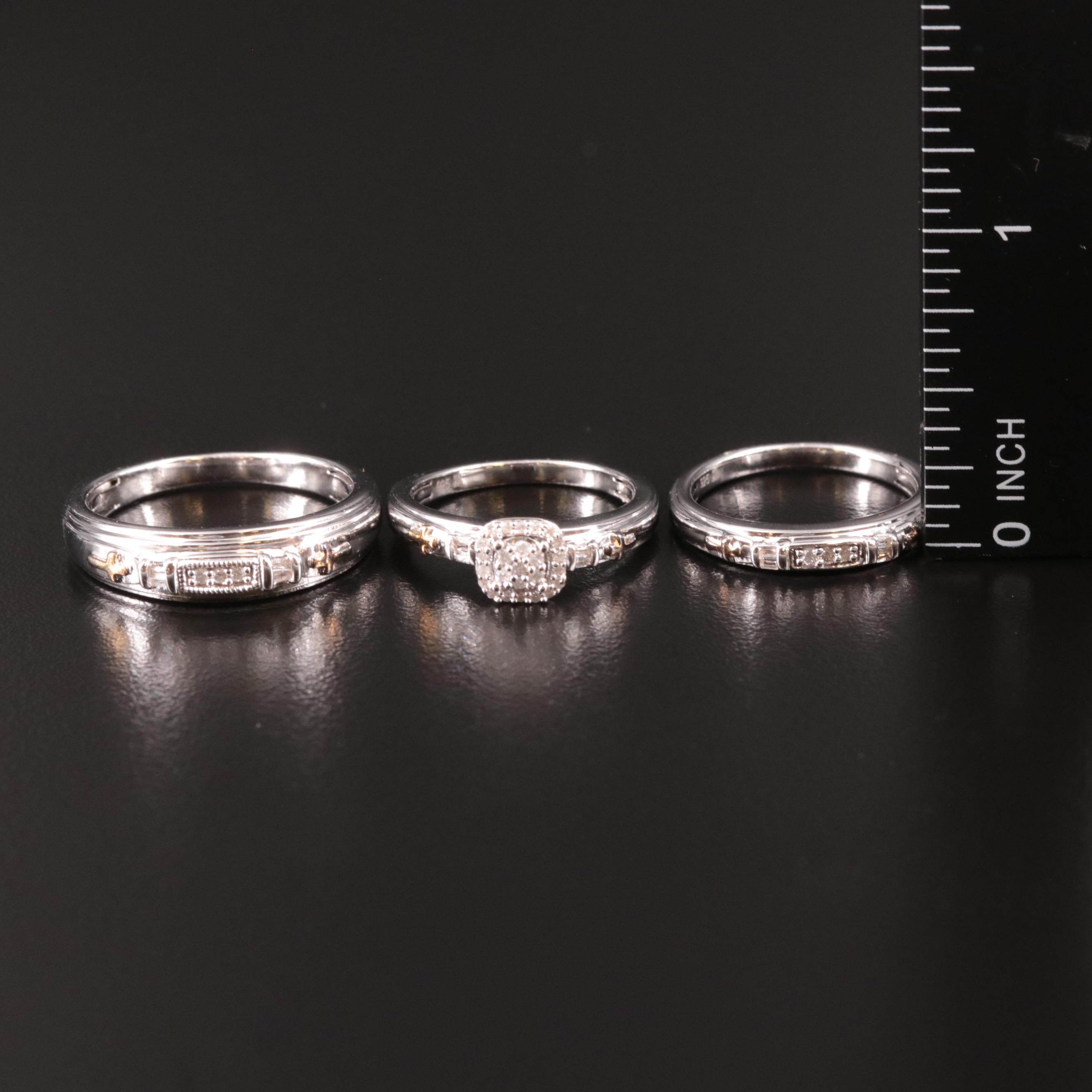 Sterling Diamond Rings with Cross Accents