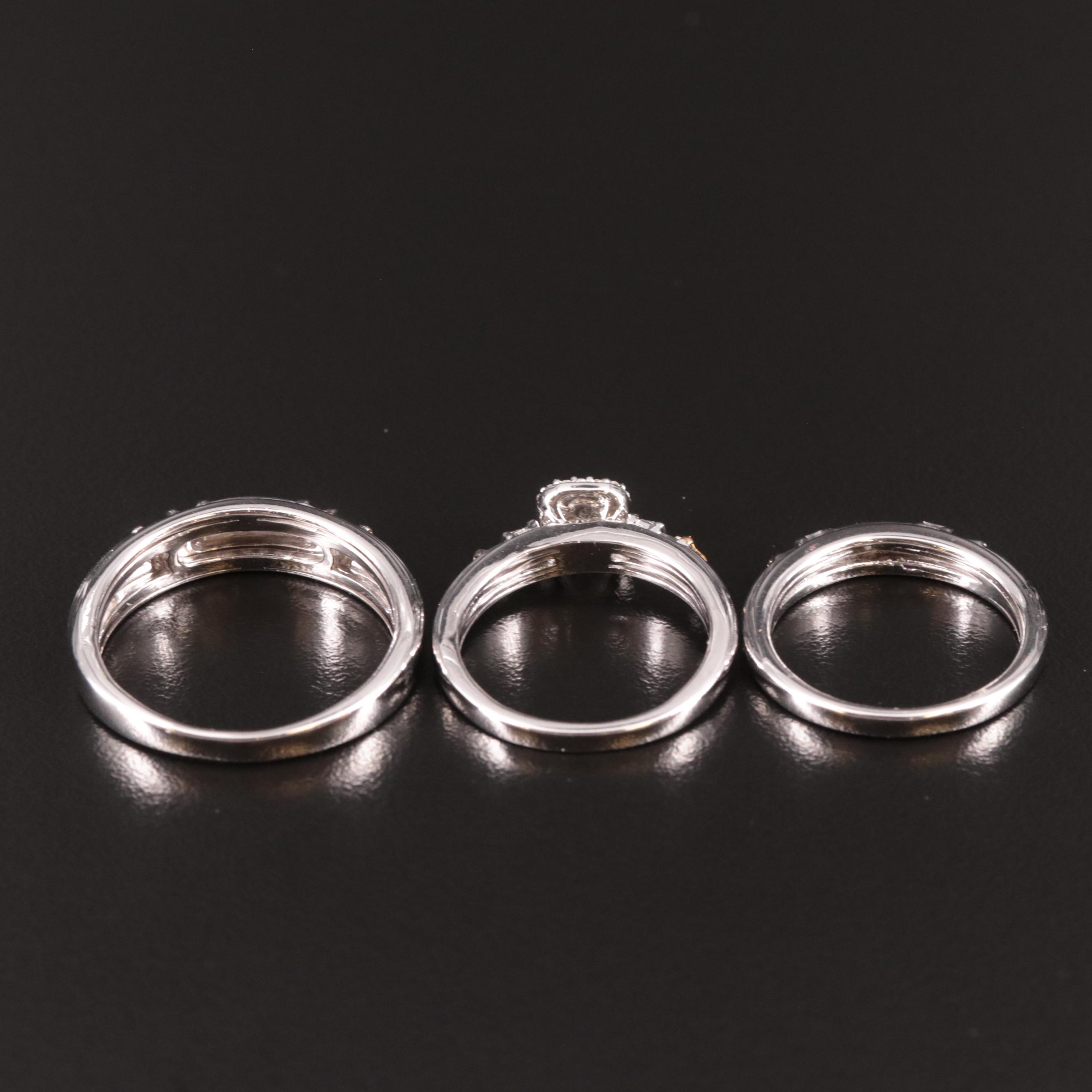 Sterling Diamond Rings with Cross Accents