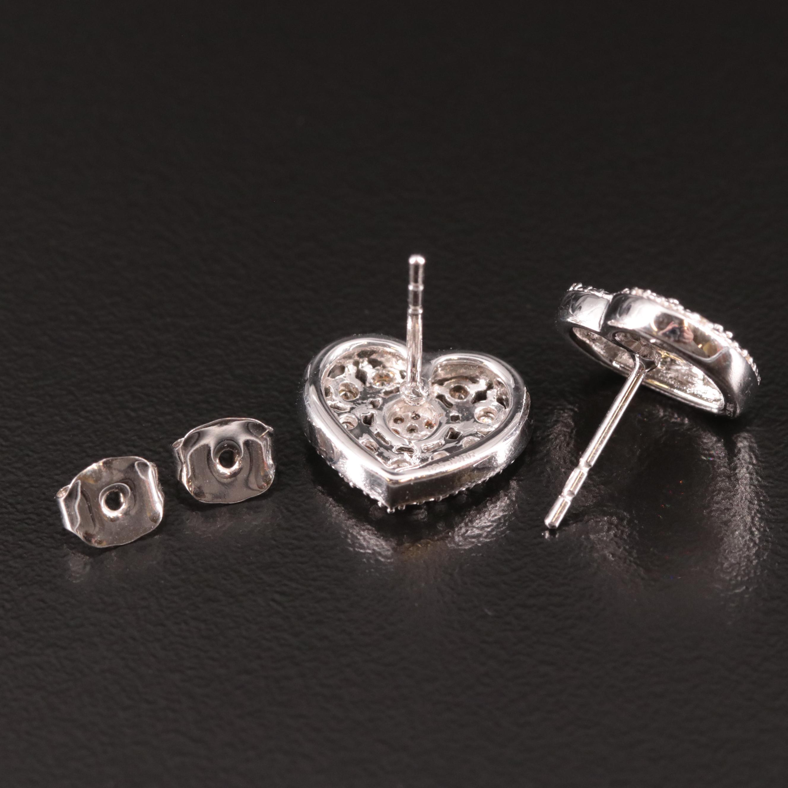 Sterling Diamond Heart Earrings