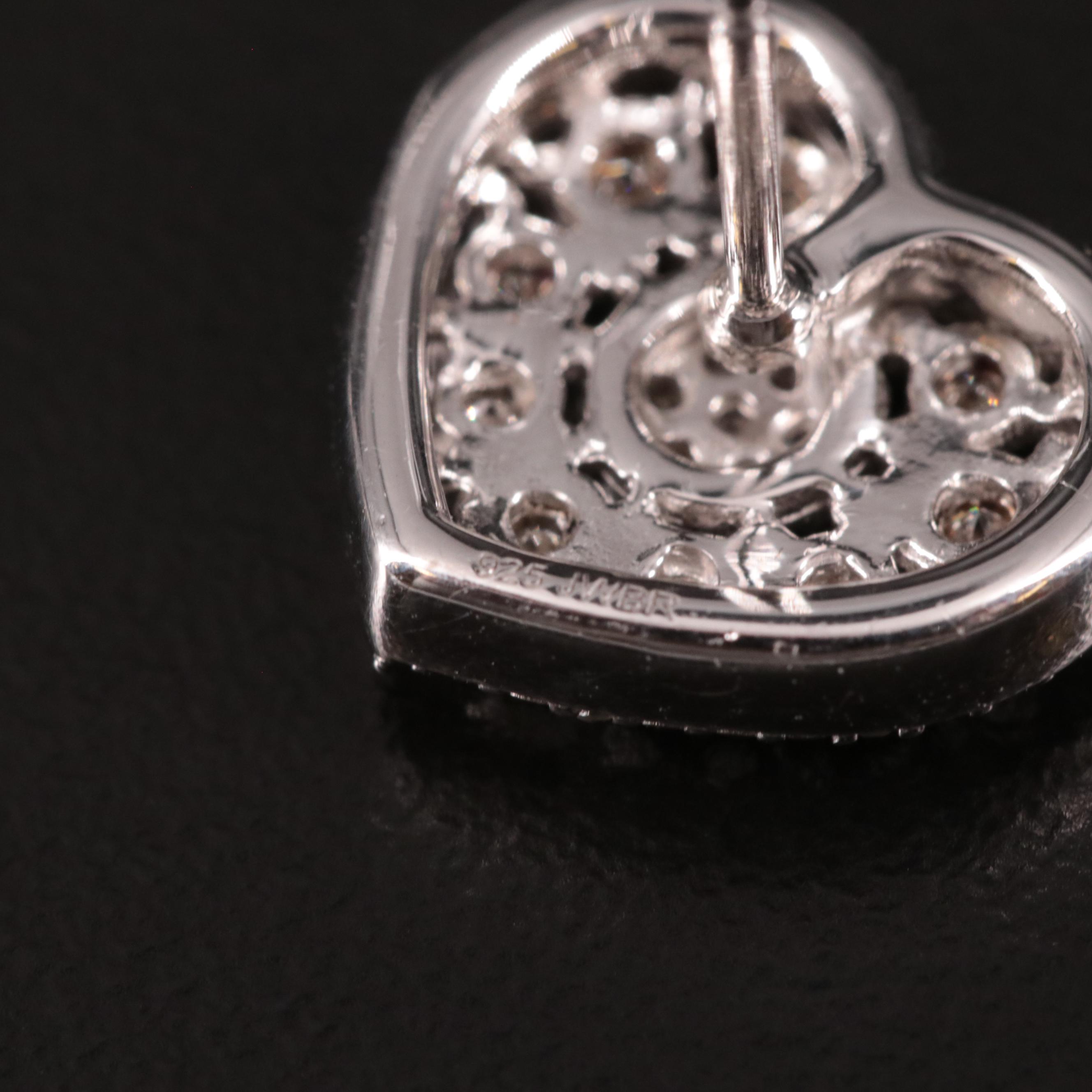 Sterling Diamond Heart Earrings