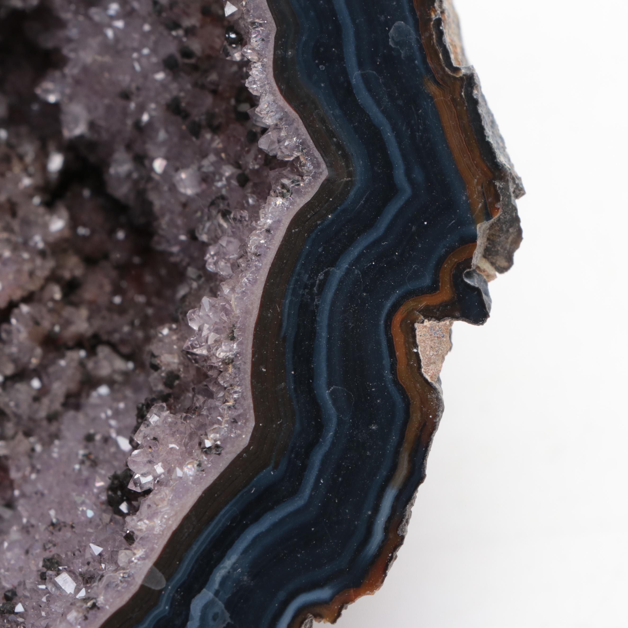Cut and Polished Banded Agate Geode Specimen