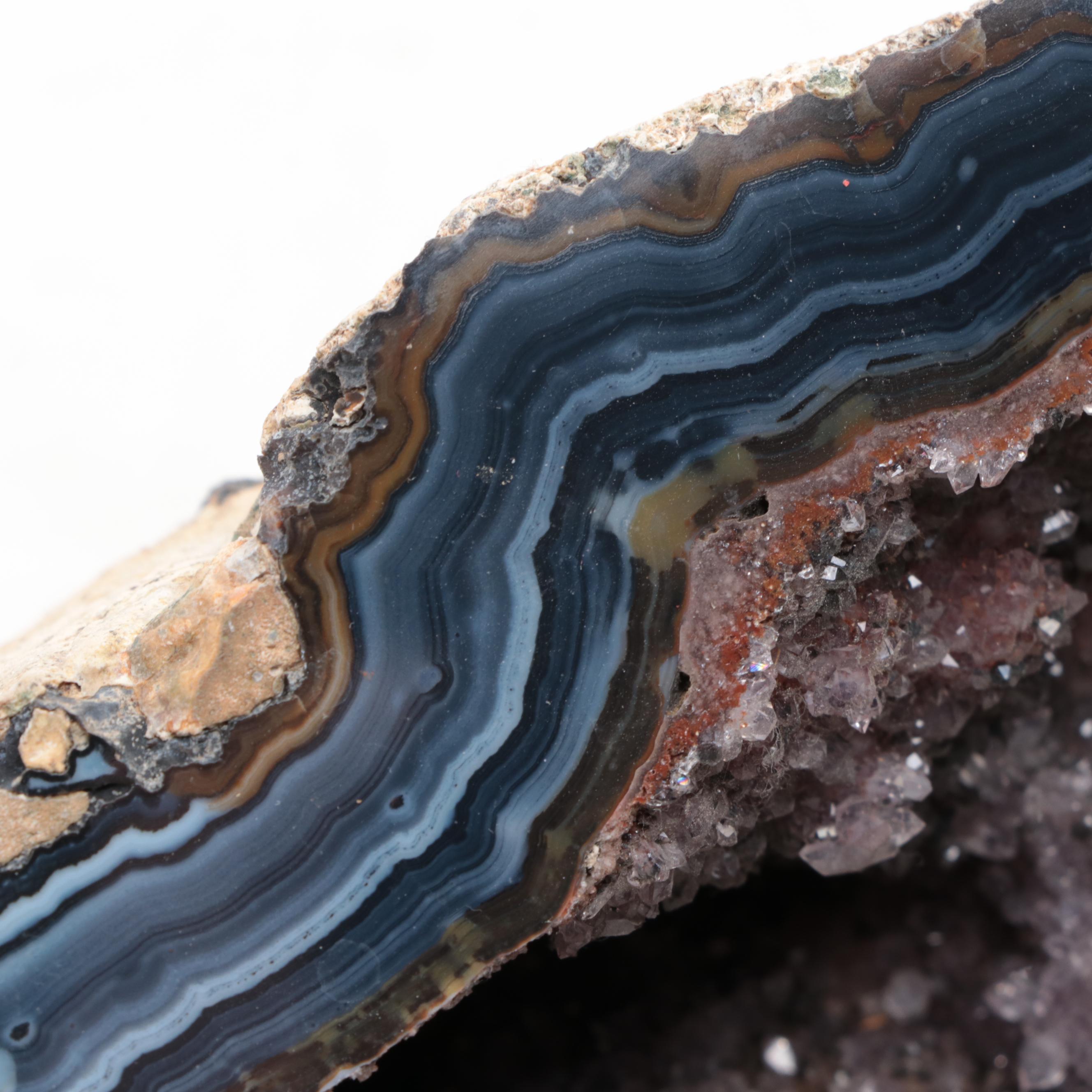 Cut and Polished Banded Agate Geode Specimen