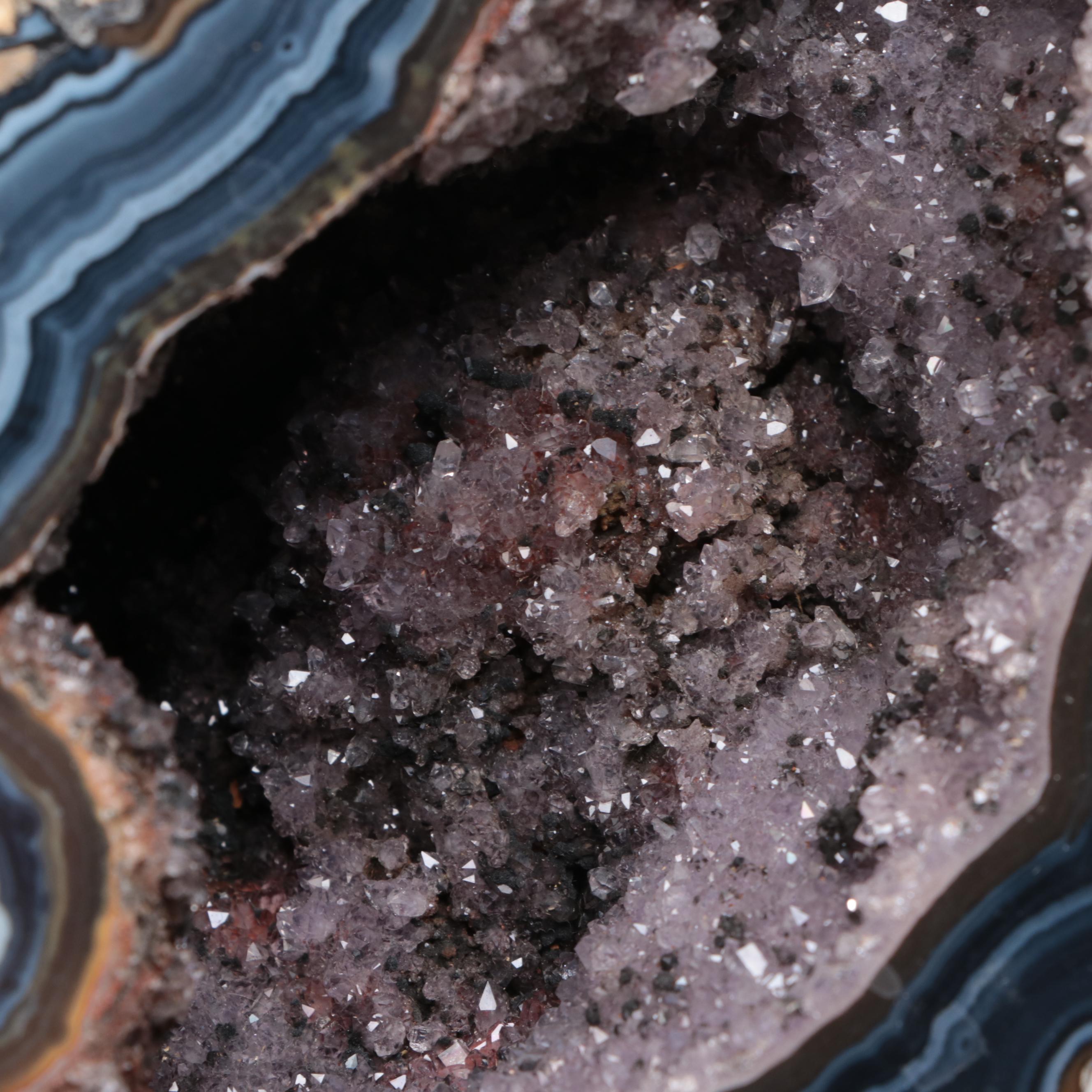 Cut and Polished Banded Agate Geode Specimen