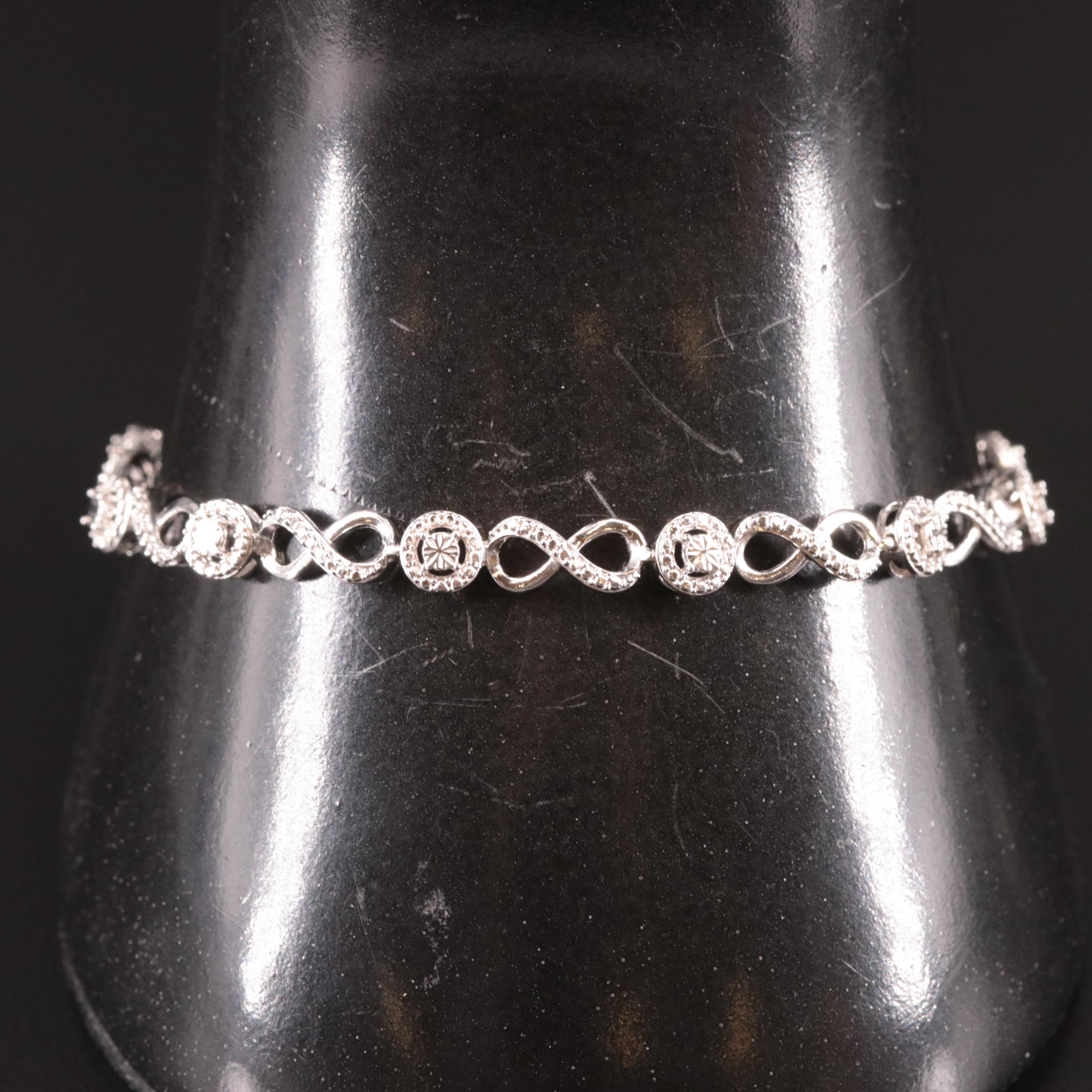 Sterling Diamond Infinity Link Bracelet