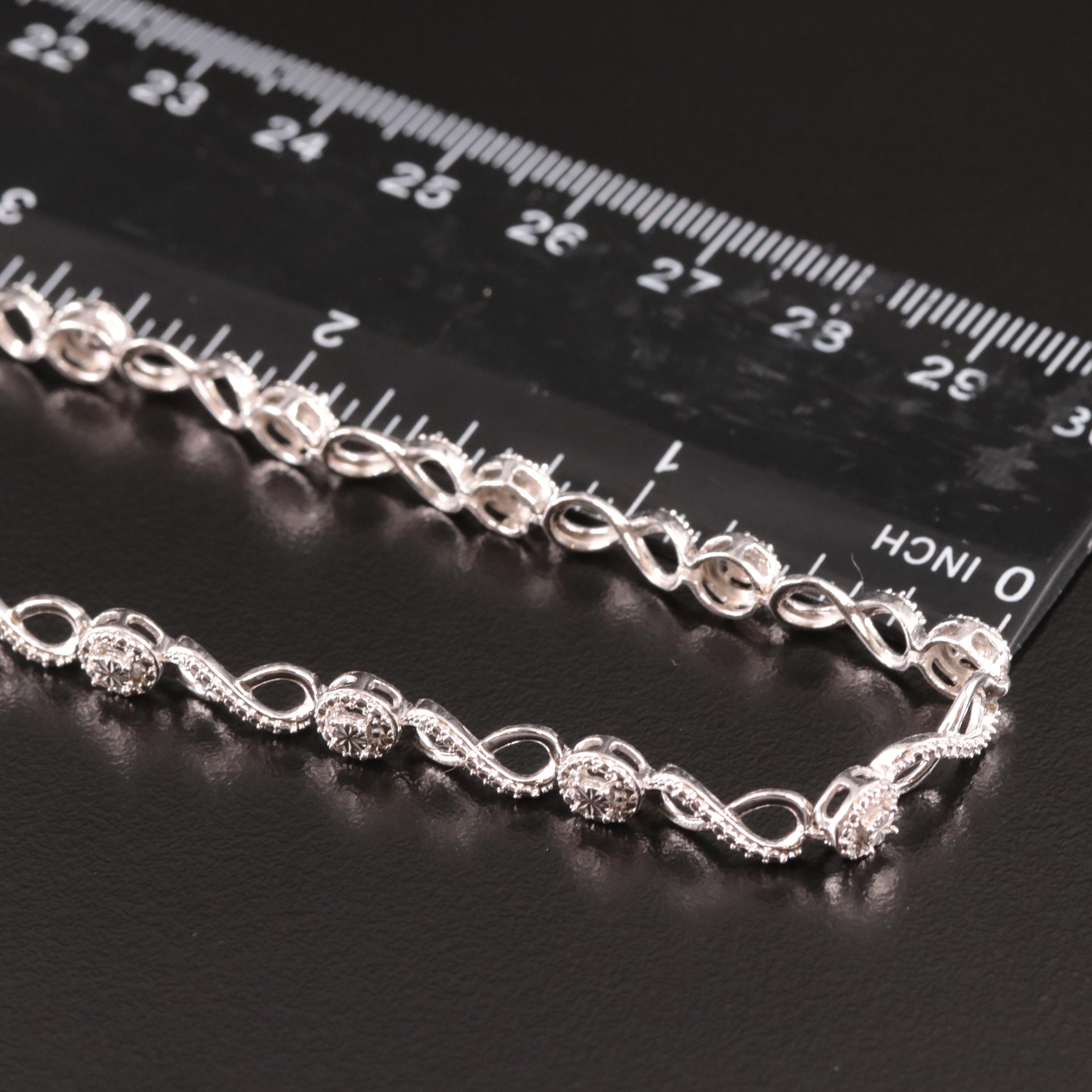 Sterling Diamond Infinity Link Bracelet