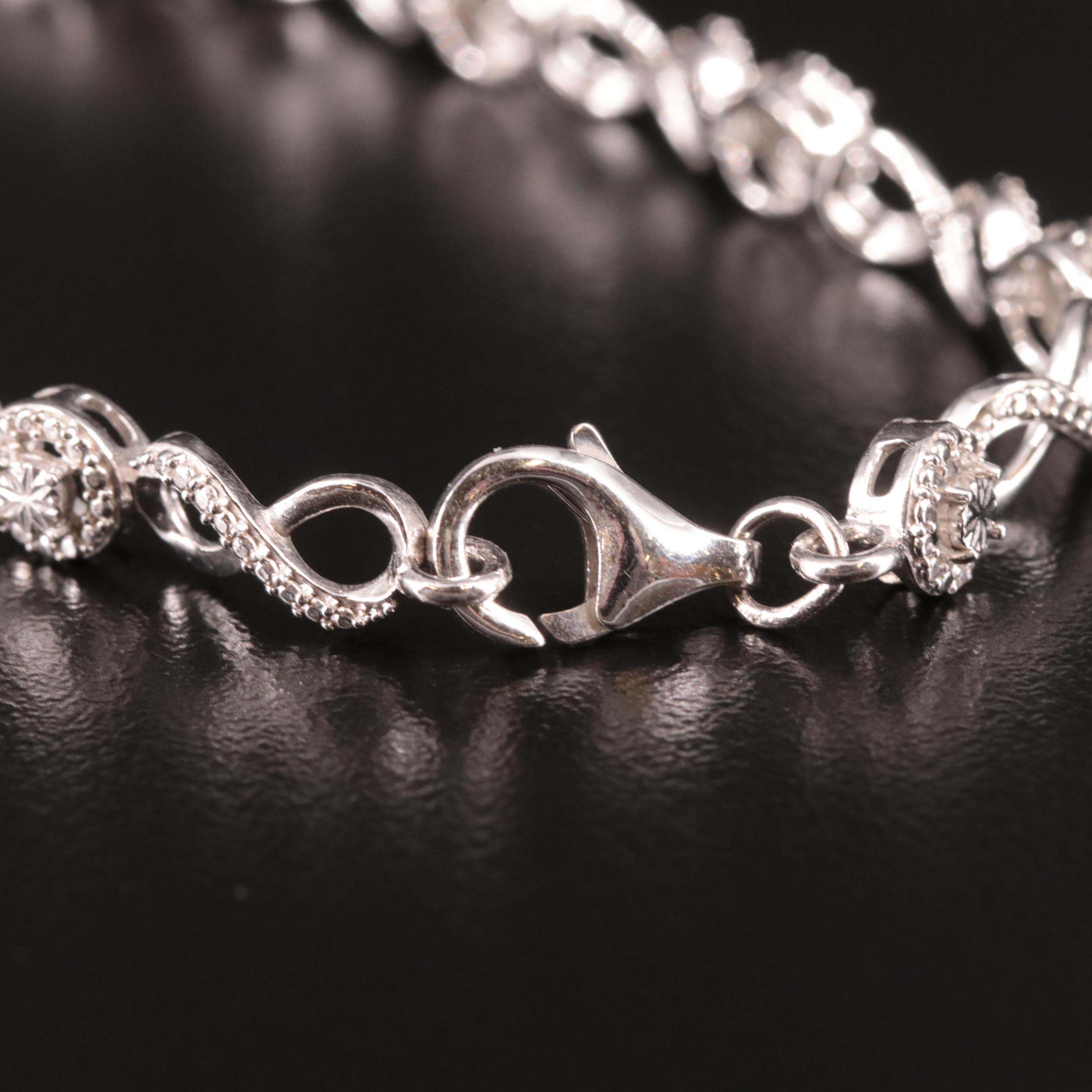 Sterling Diamond Infinity Link Bracelet
