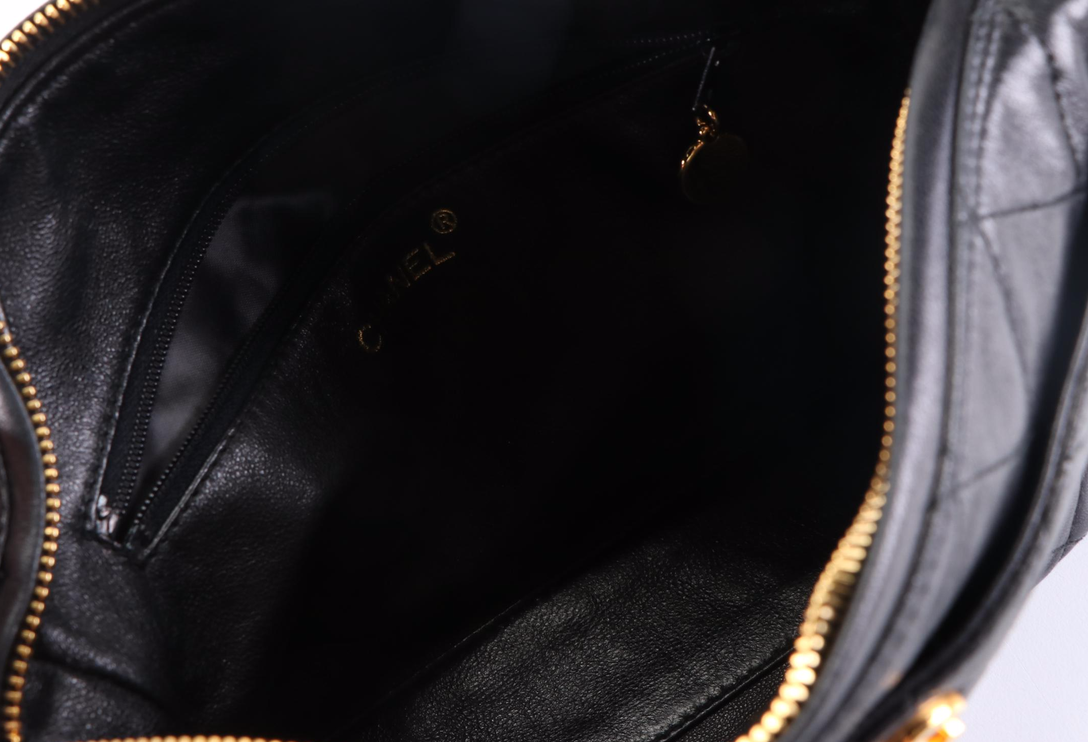 Chanel Quilted Shoulder Bag in Black Lambskin Leather