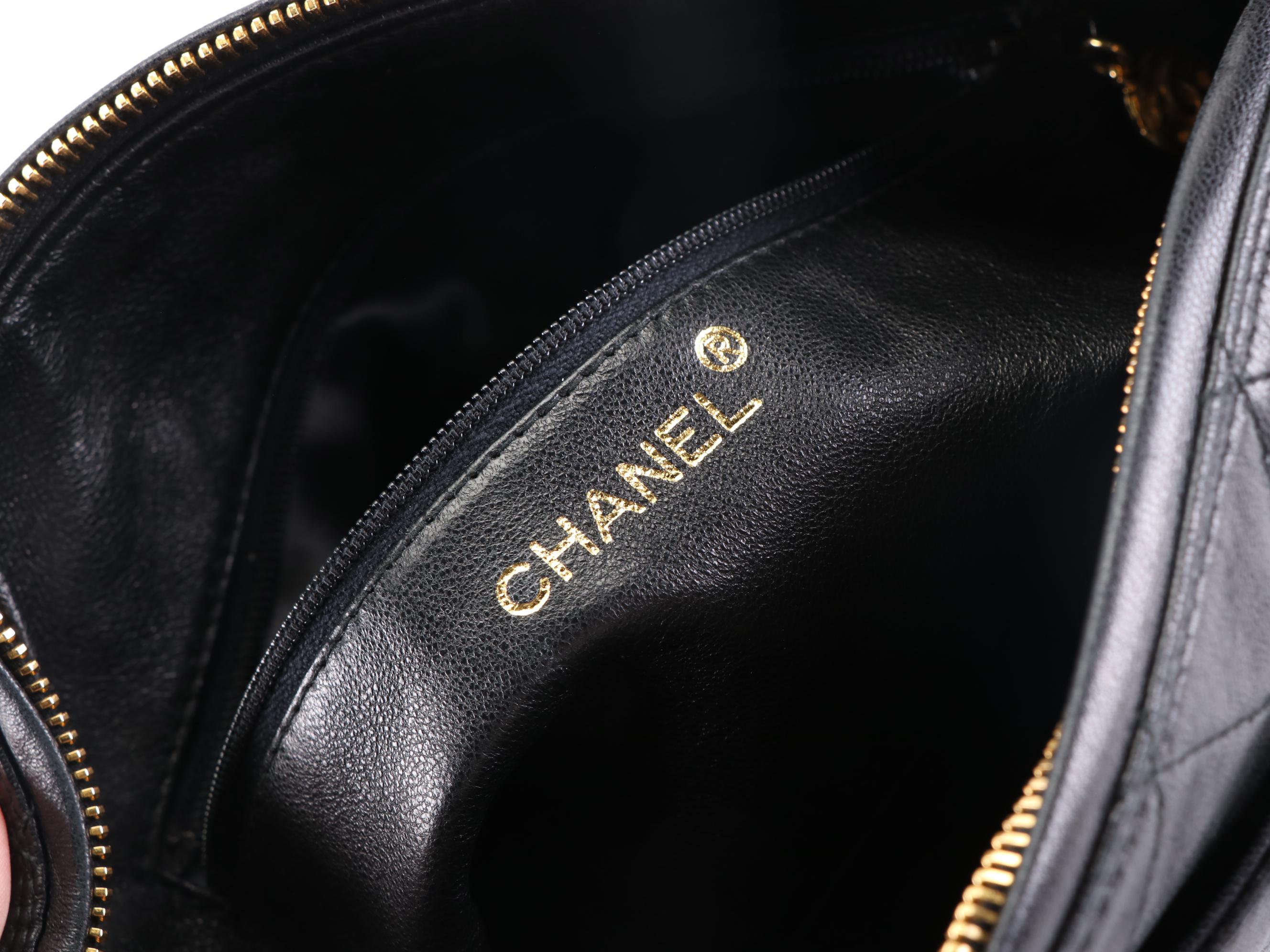 Chanel Quilted Shoulder Bag in Black Lambskin Leather