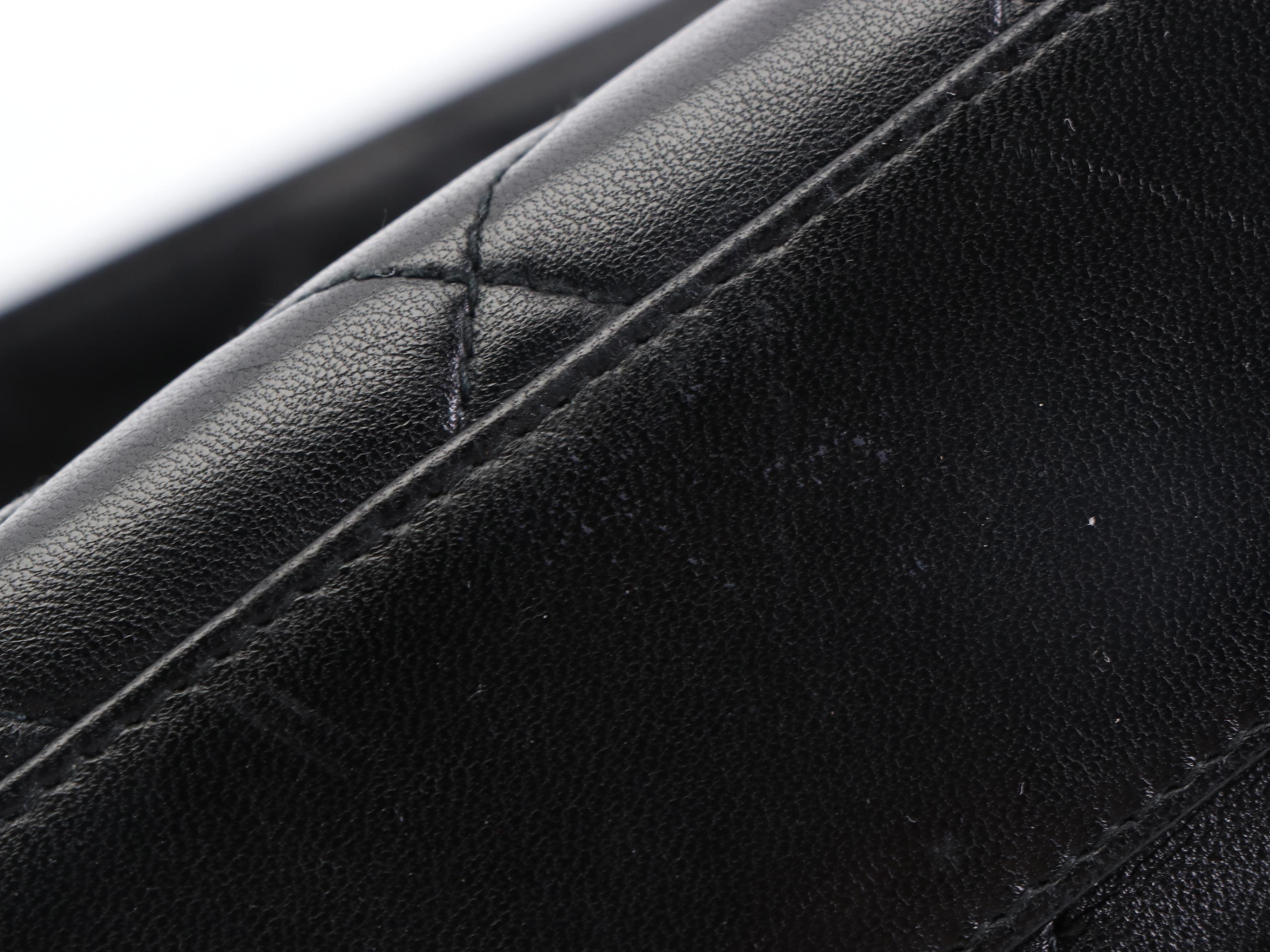 Chanel Quilted Shoulder Bag in Black Lambskin Leather