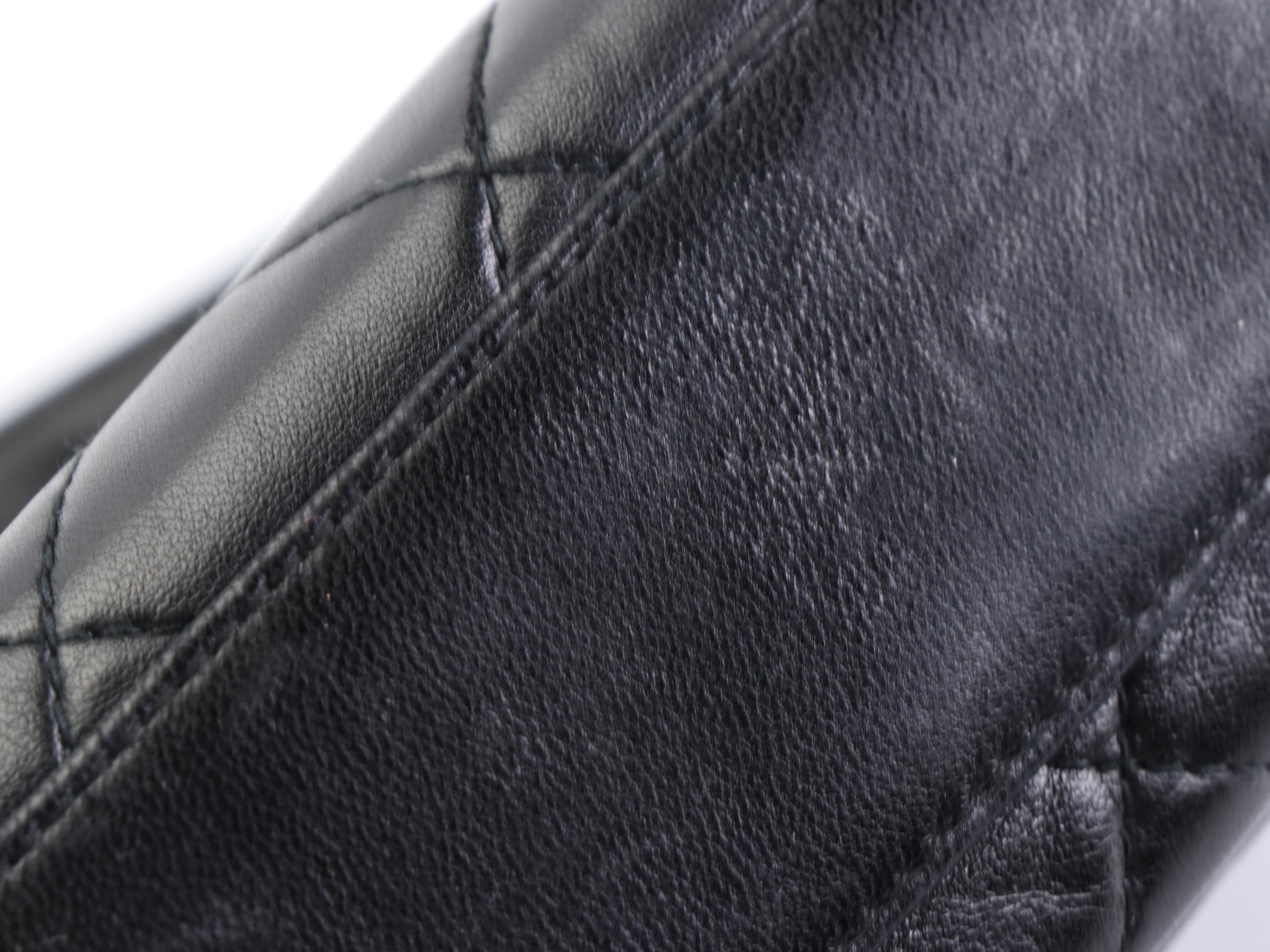 Chanel Quilted Shoulder Bag in Black Lambskin Leather