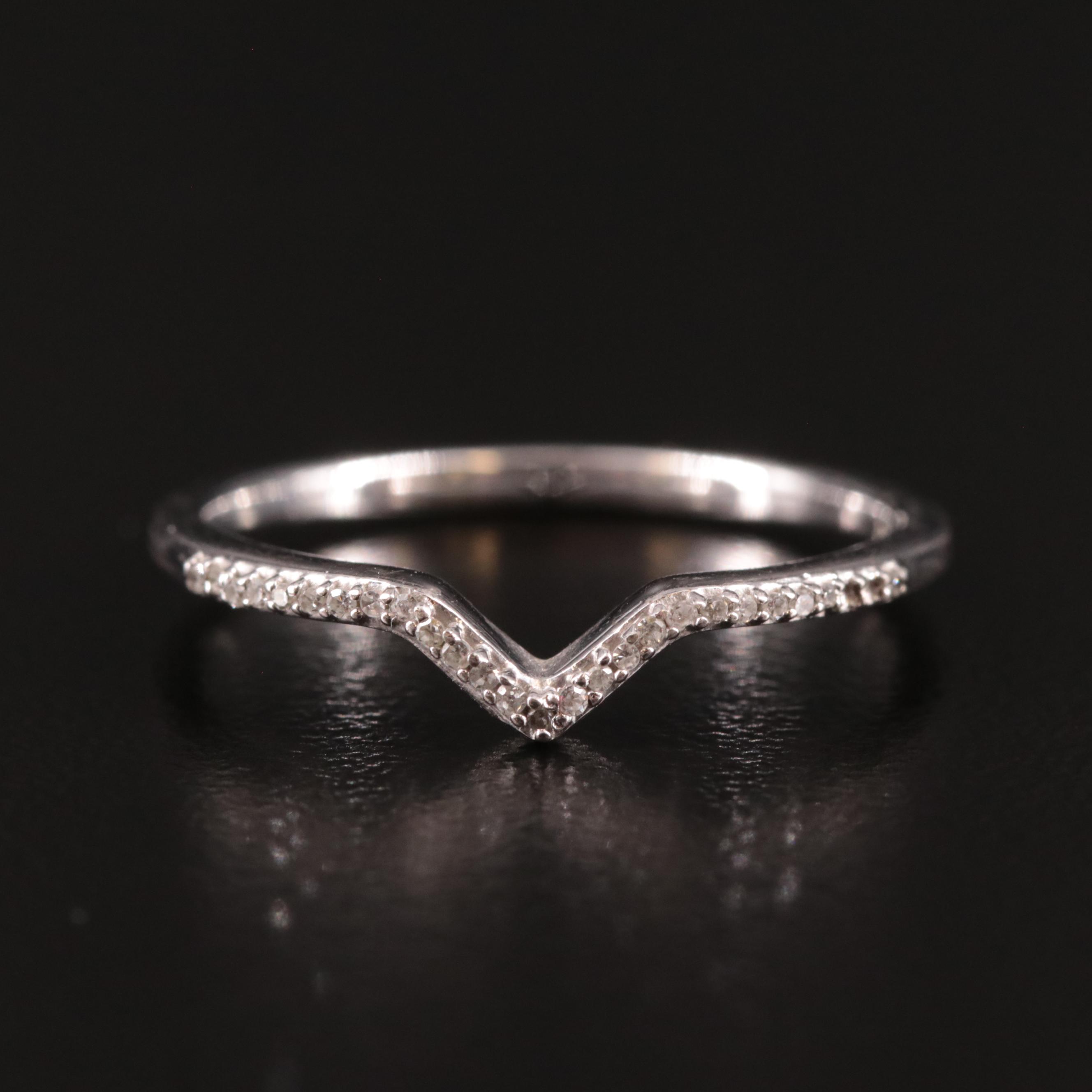 Sterling Diamond Chevron Contour Band