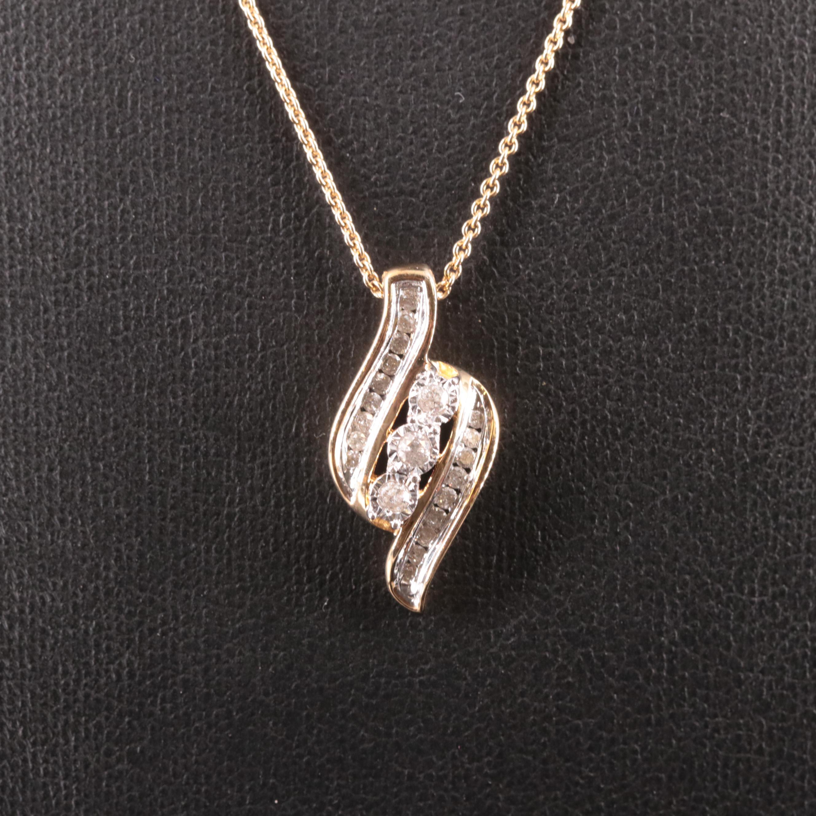 Sterling Diamond Pendant Necklace