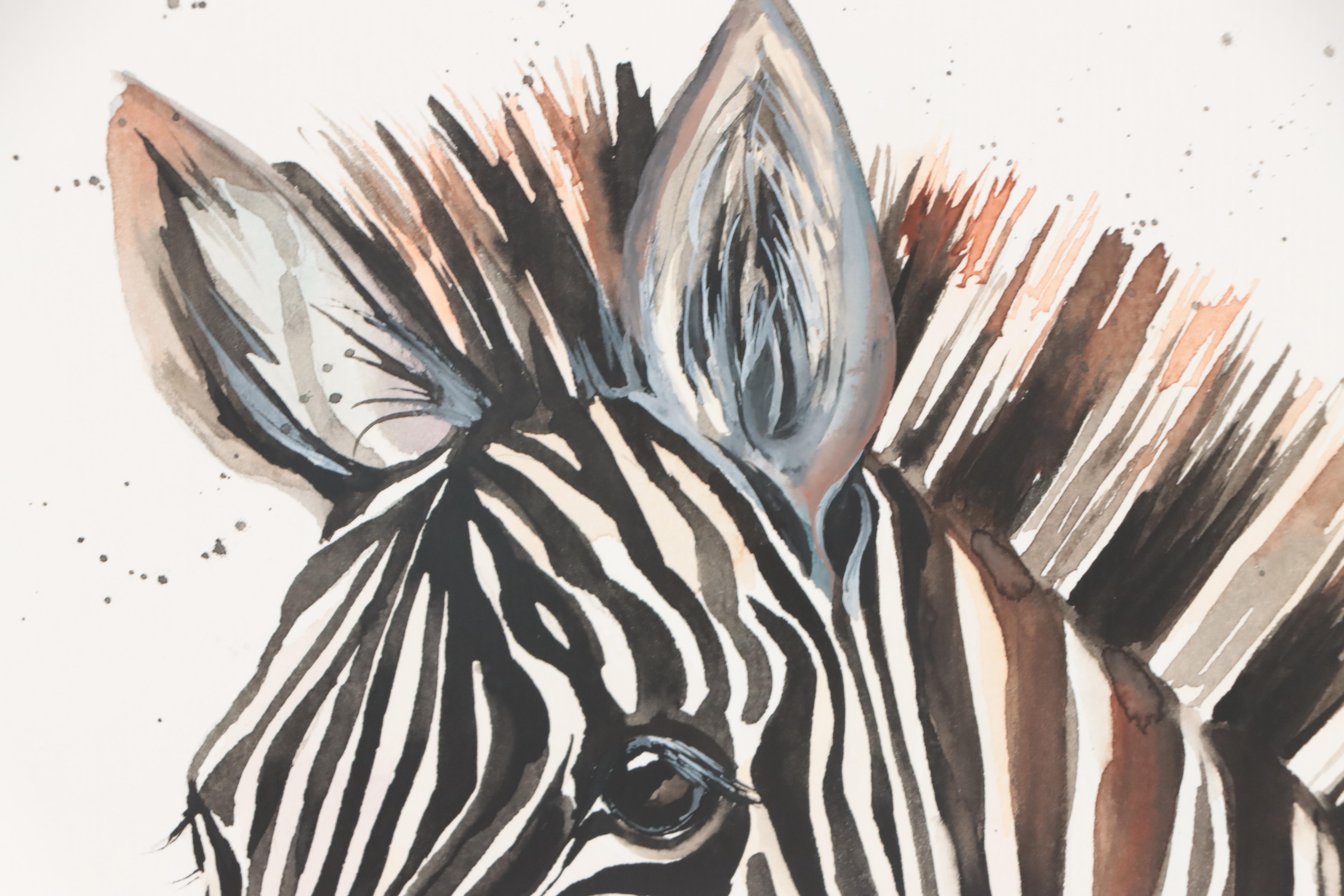 Anne Gorywine Watercolor Painting of Zebra, 21st Century