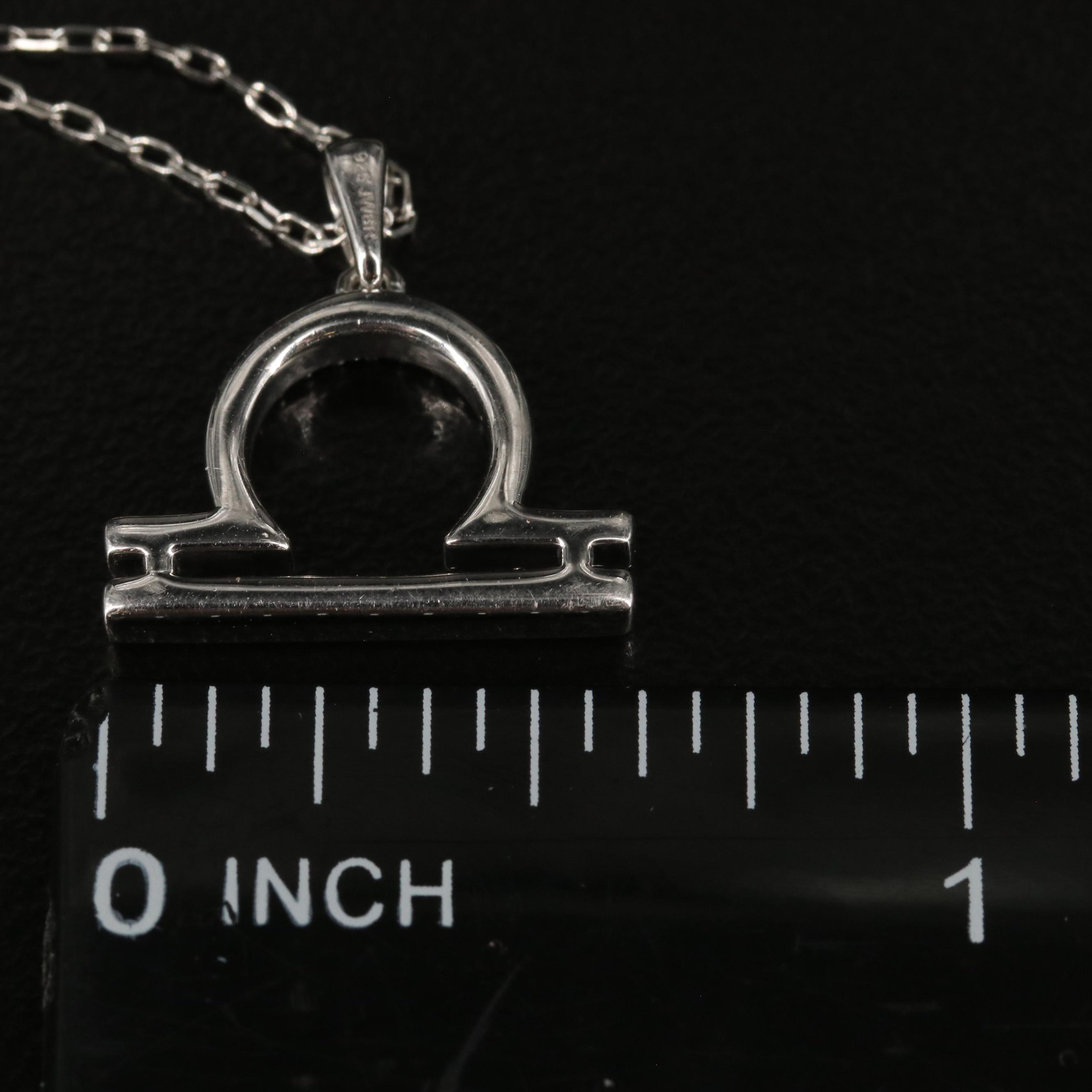 Sterling Diamond Omega Bar Pendant Necklace