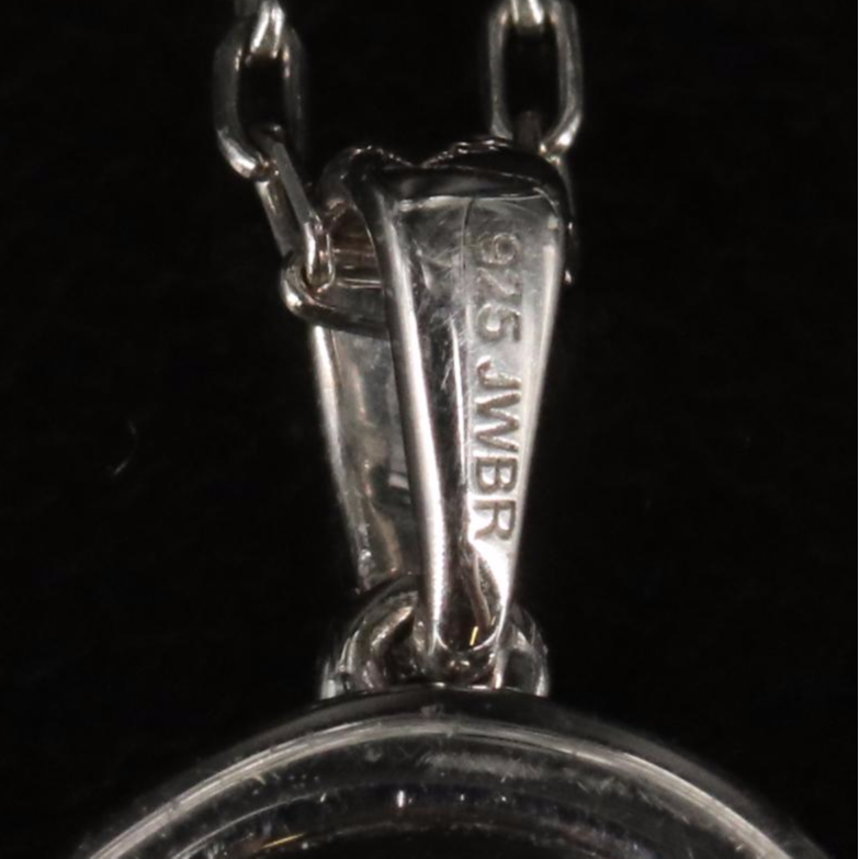 Sterling Diamond Omega Bar Pendant Necklace