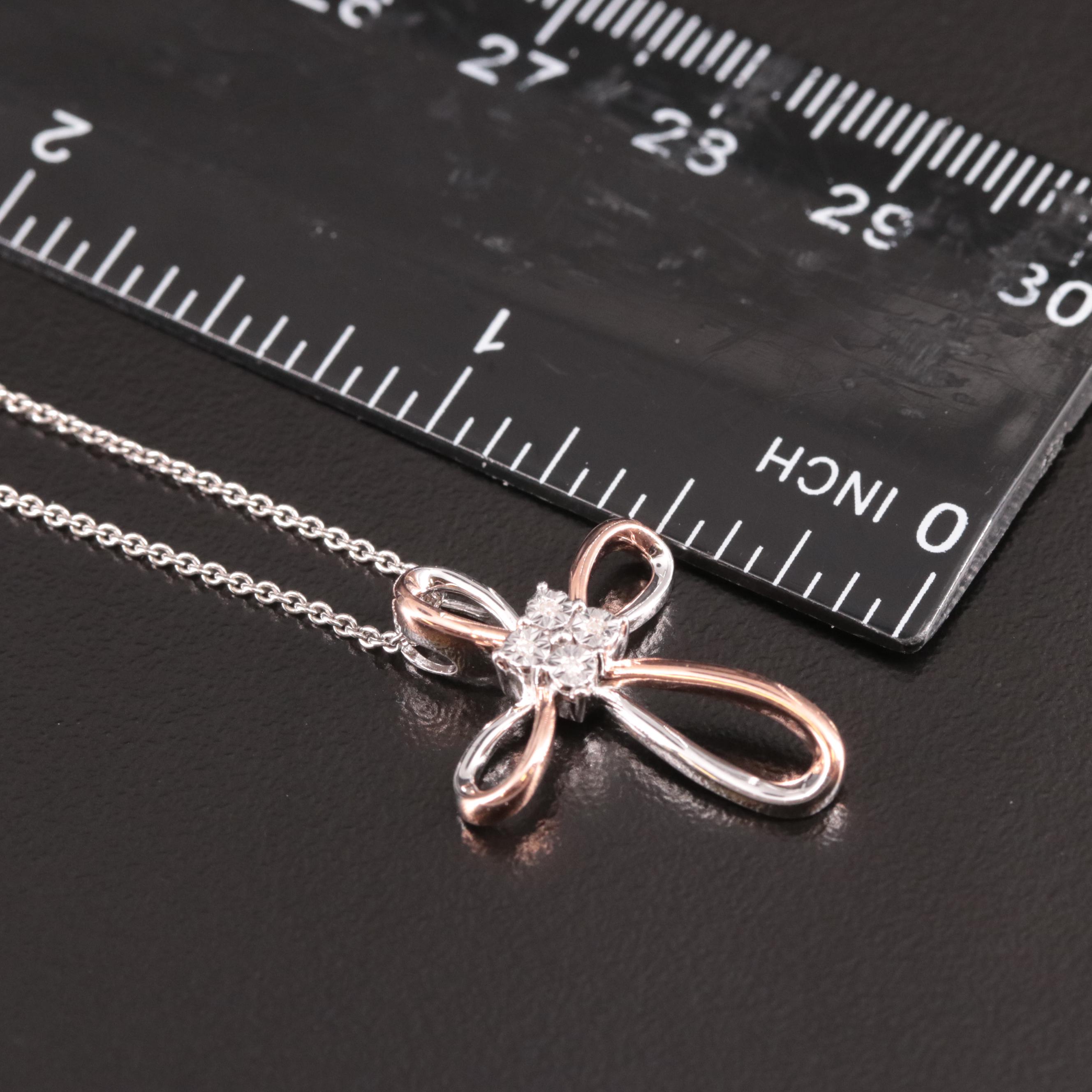 Sterling Diamond Cross Pendant Necklace