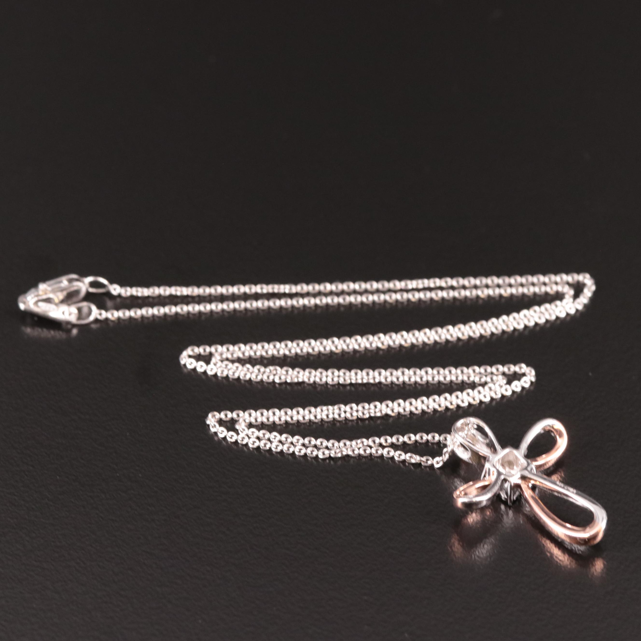 Sterling Diamond Cross Pendant Necklace