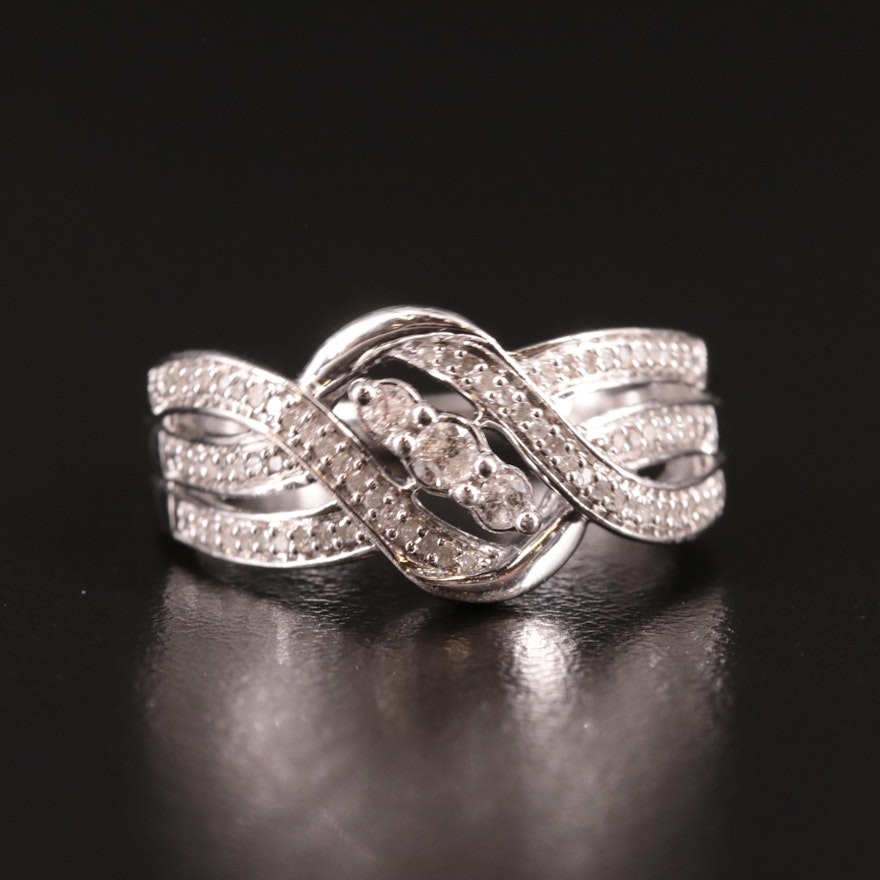 Sterling Diamond Crossover Ring