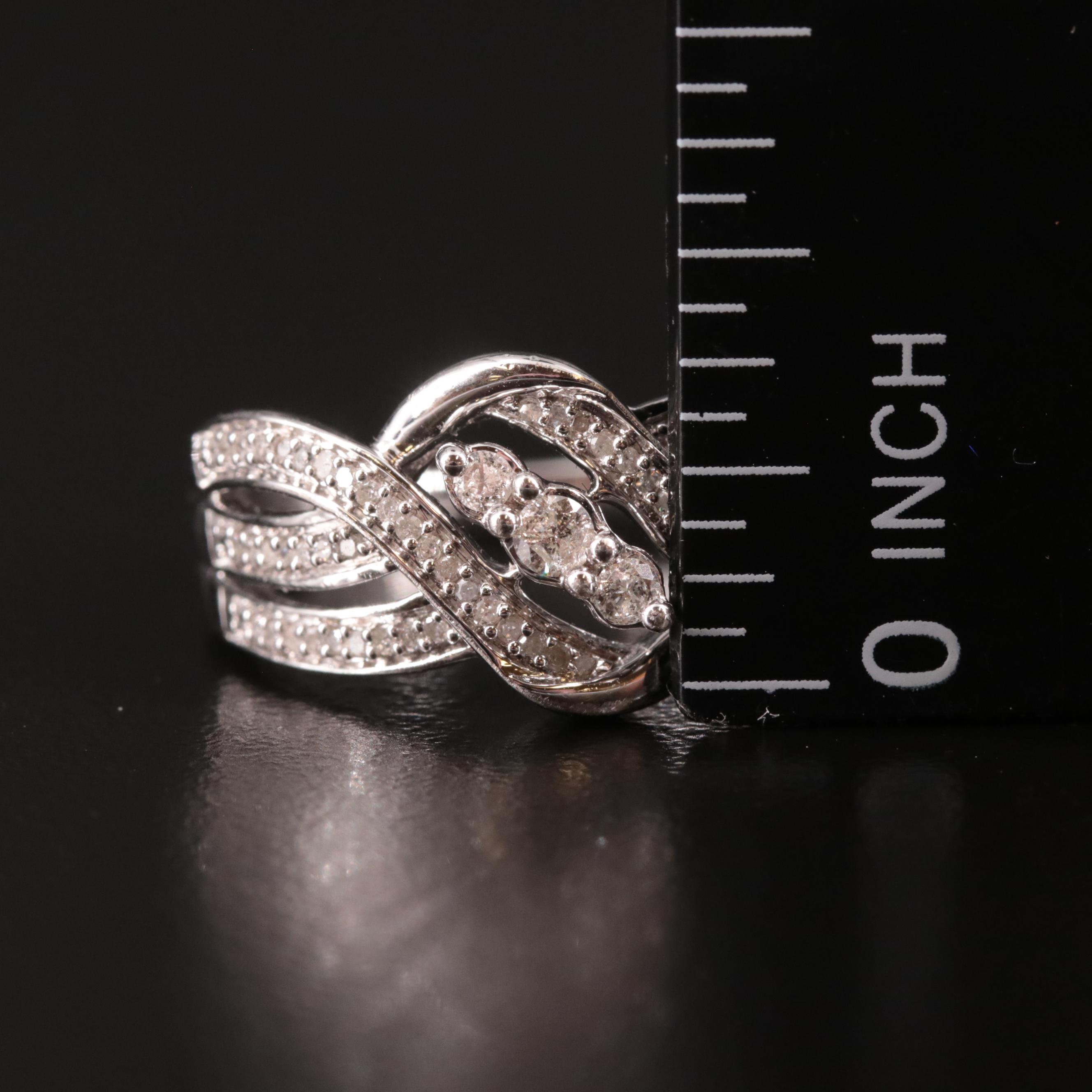 Sterling Diamond Crossover Ring