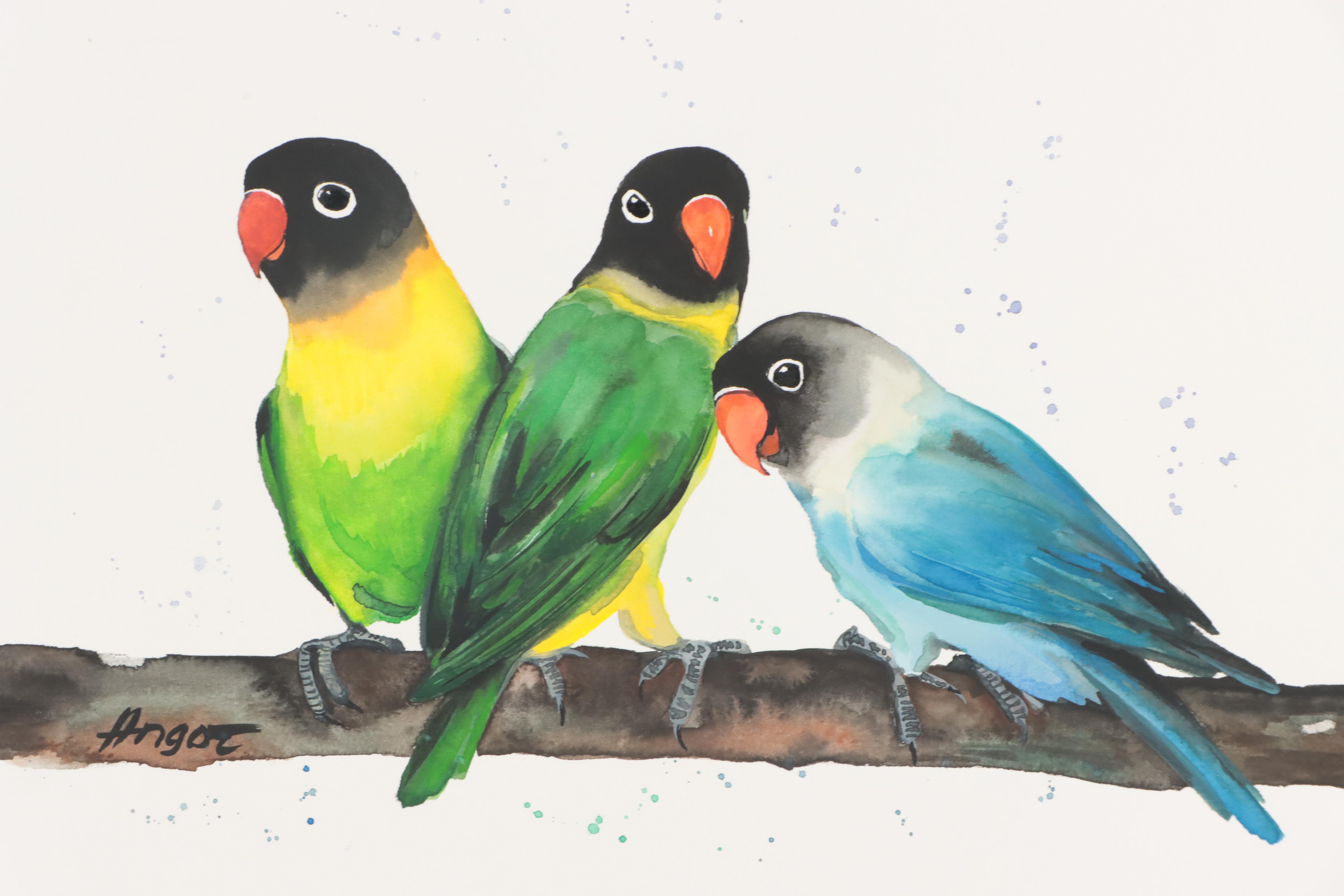 Anne Gorywine Watercolor Painting of Birds, 2022