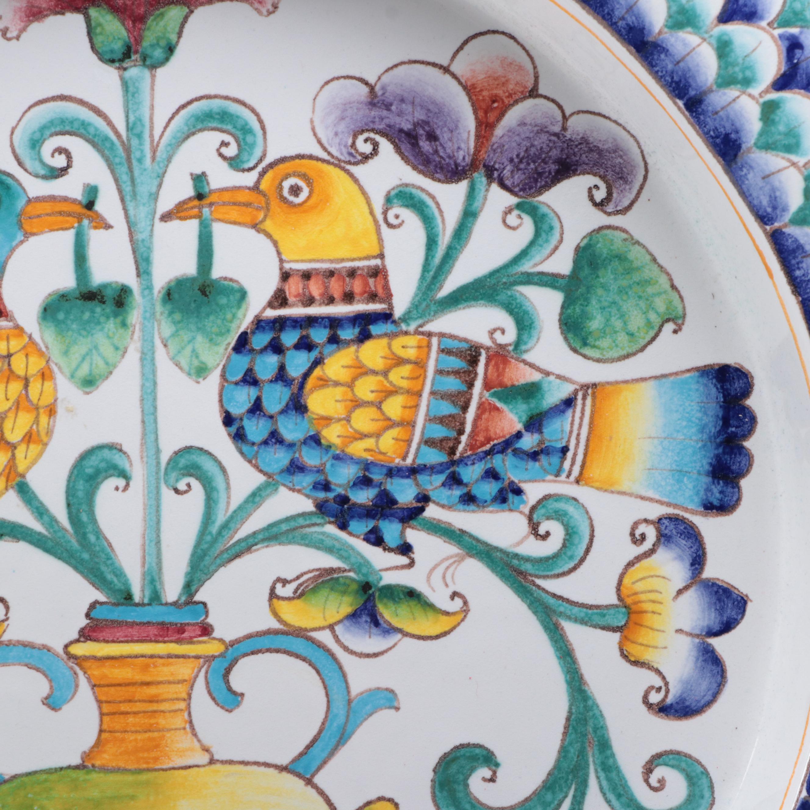 Baudiuelli Italian Earthenware Decorative Charger with Stand