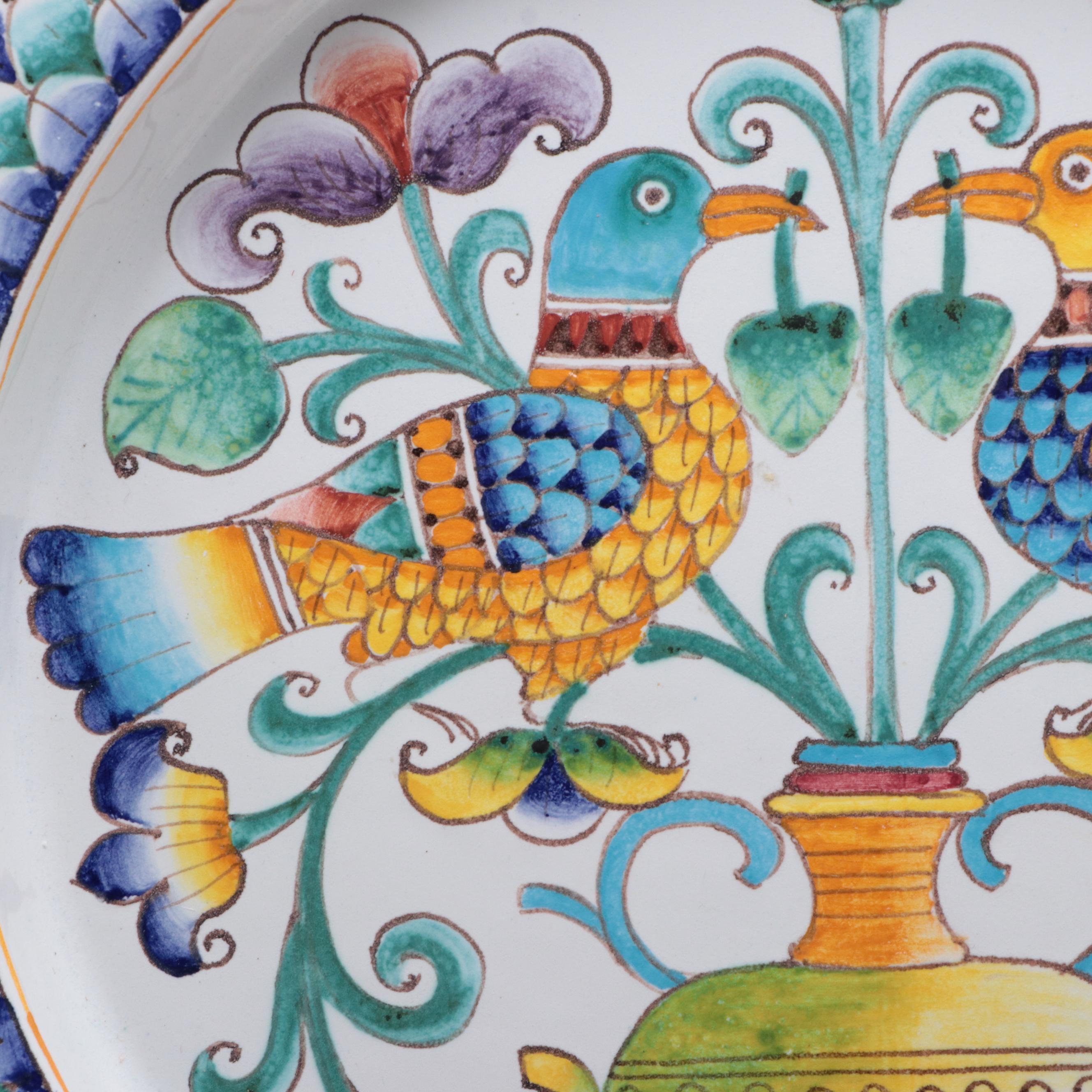 Baudiuelli Italian Earthenware Decorative Charger with Stand